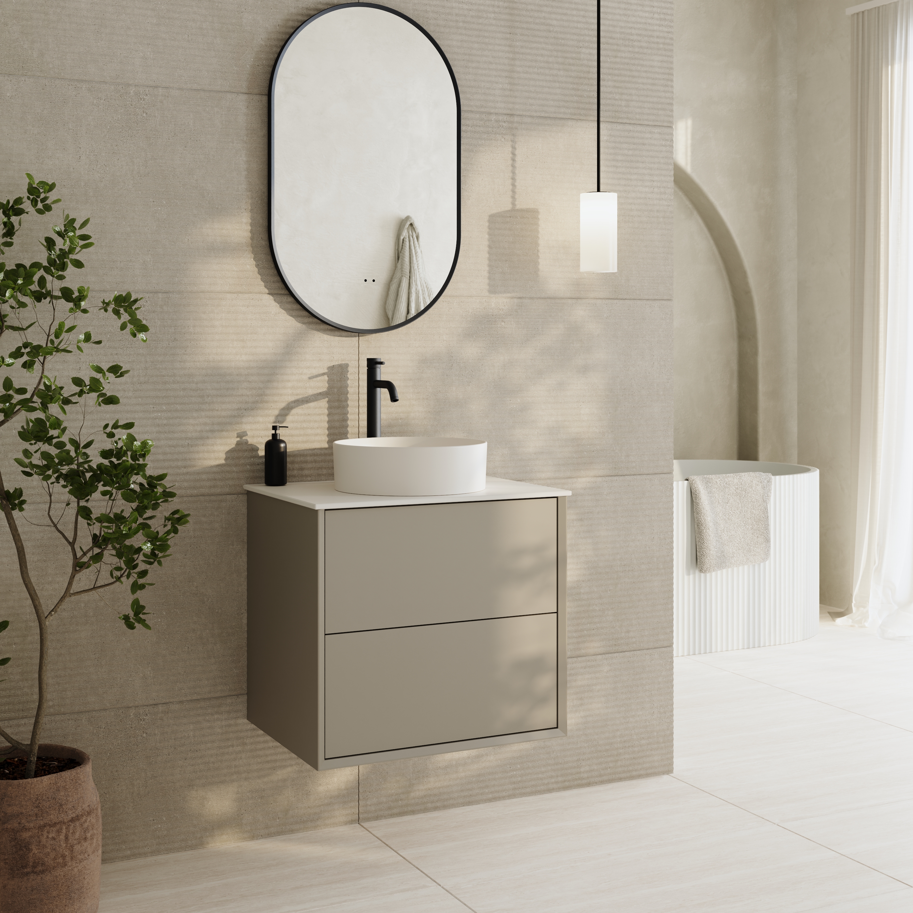 Oslo 600mm Wall Mounted Vanity Unit & Sintered Stone Countertop