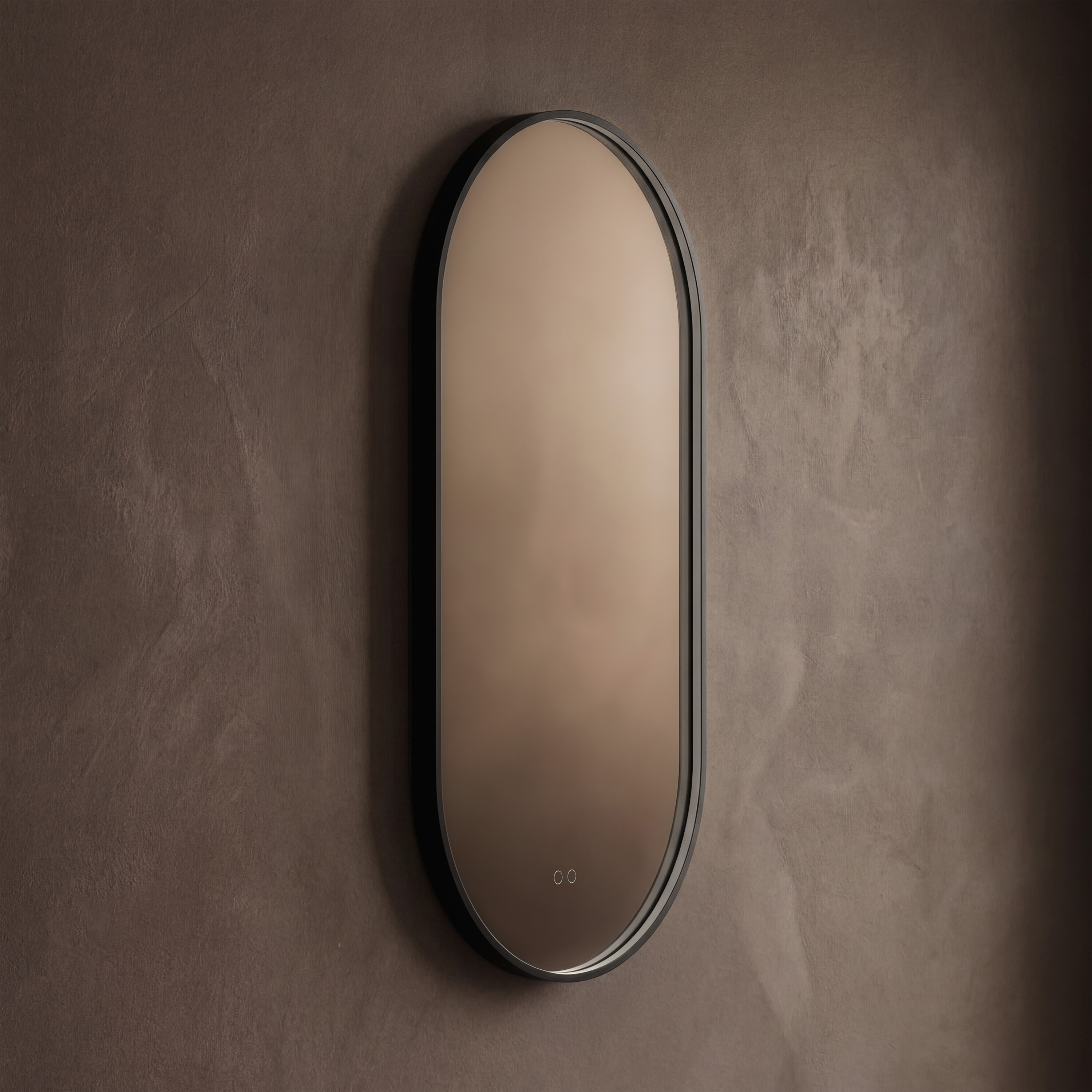 Origins Living Kingsley Matt Black Illuminated Capsule Mirror with Colour Change Lights - 500 x 1000mm