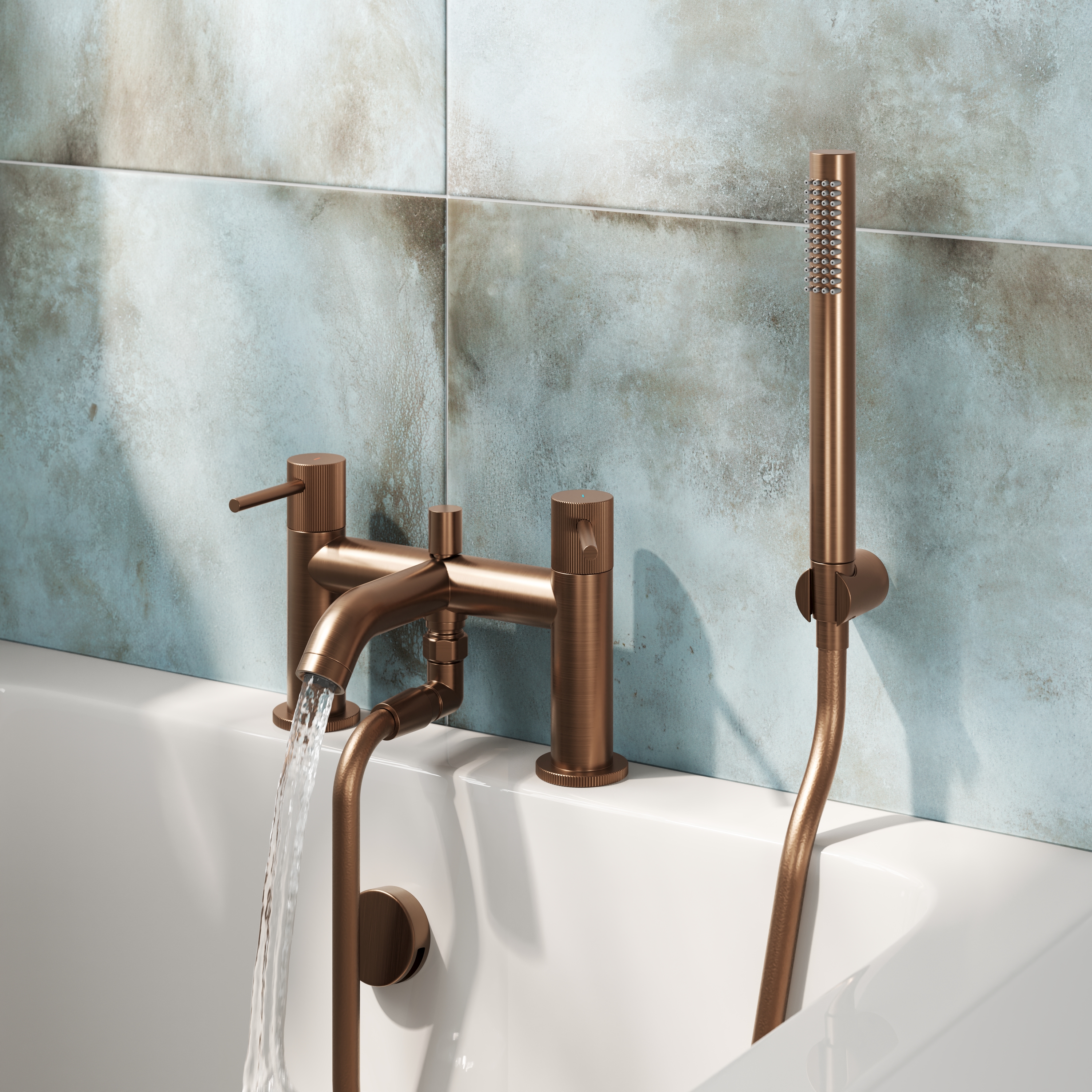 Harbour Fluted Deck Mounted Bath Shower Mixer Tap