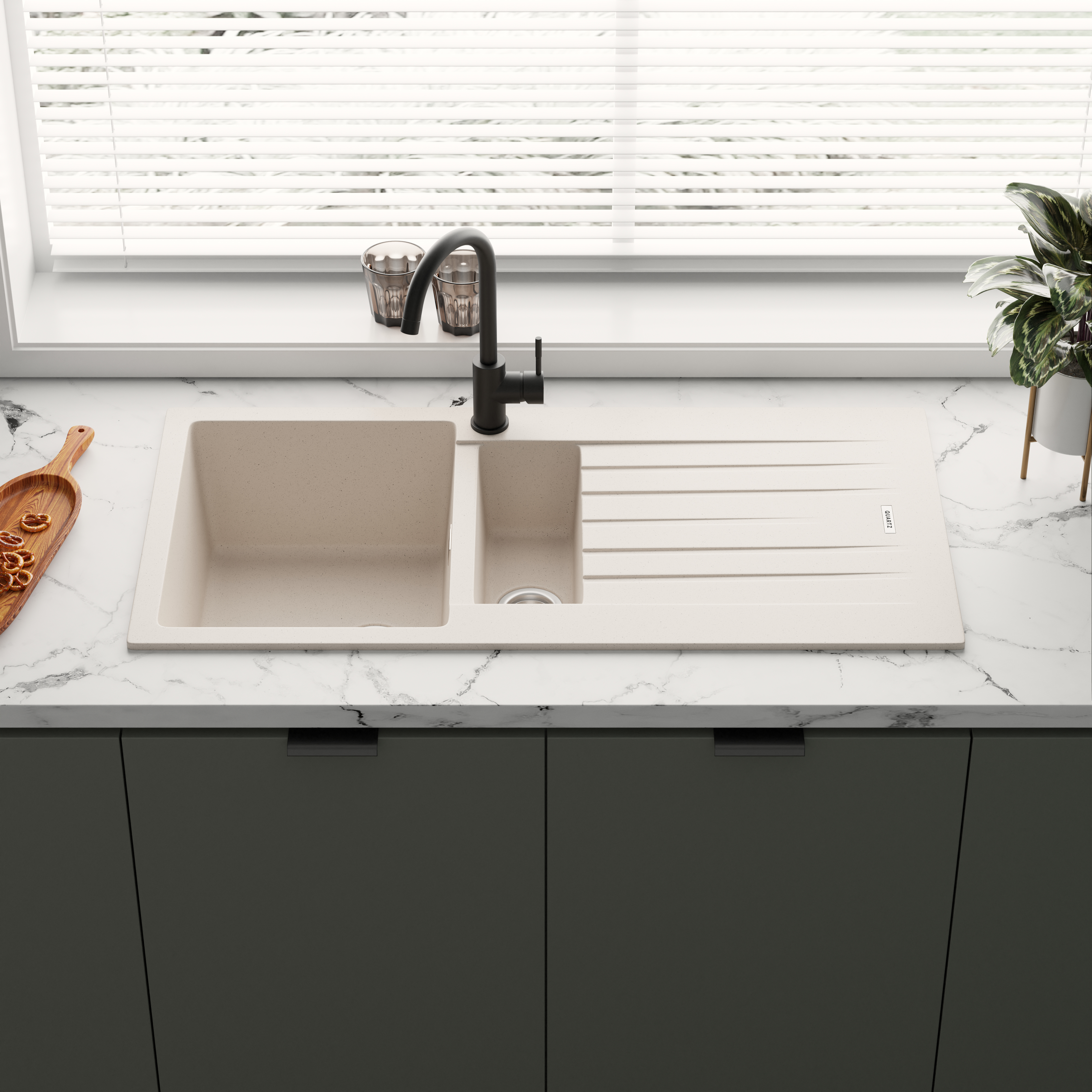 Vellamo Horizon 1.5 Bowl Granite Composite Kitchen Sink & Waste 1000