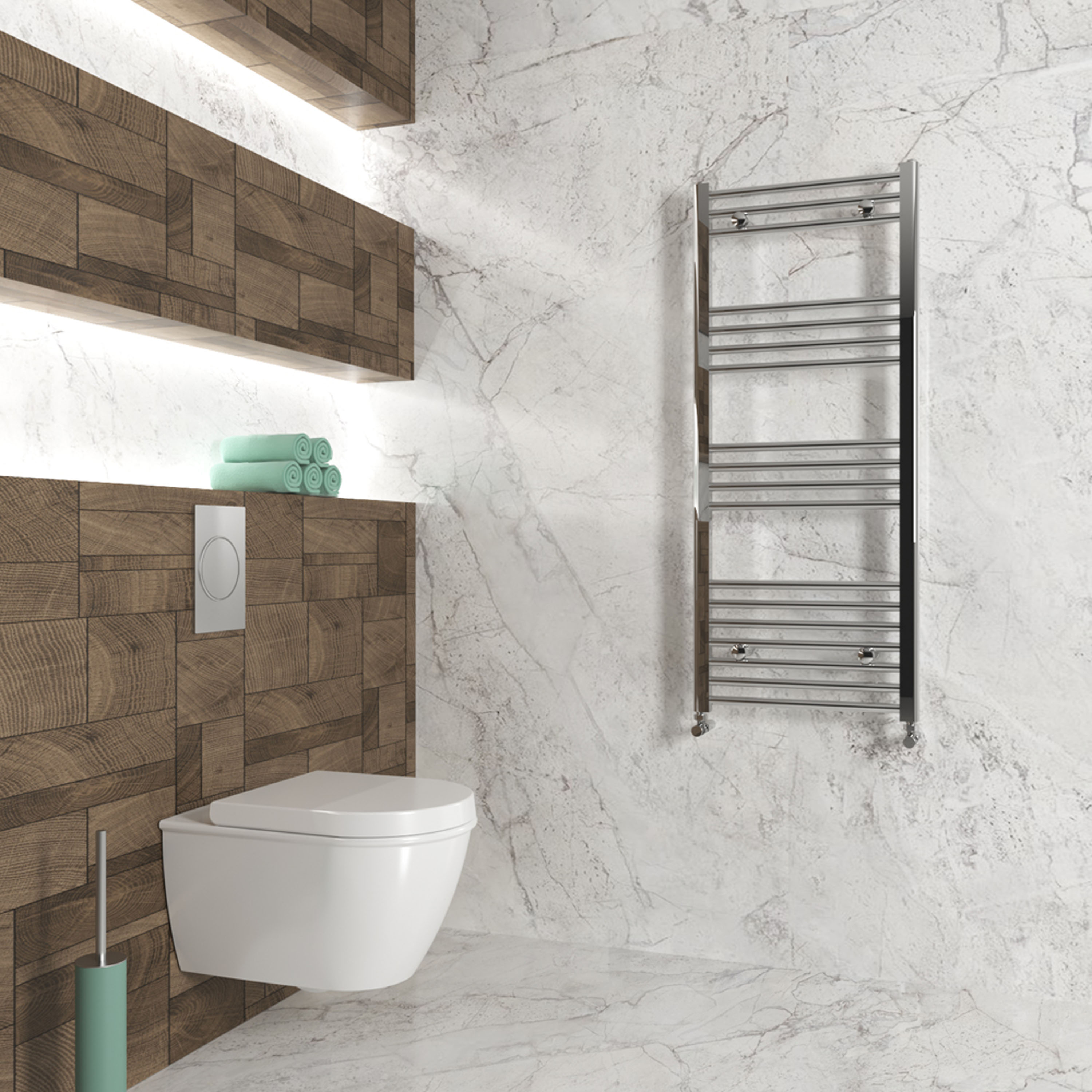 Carisa Nile Flat Vertical Steel Ladder Heated Towel Rail