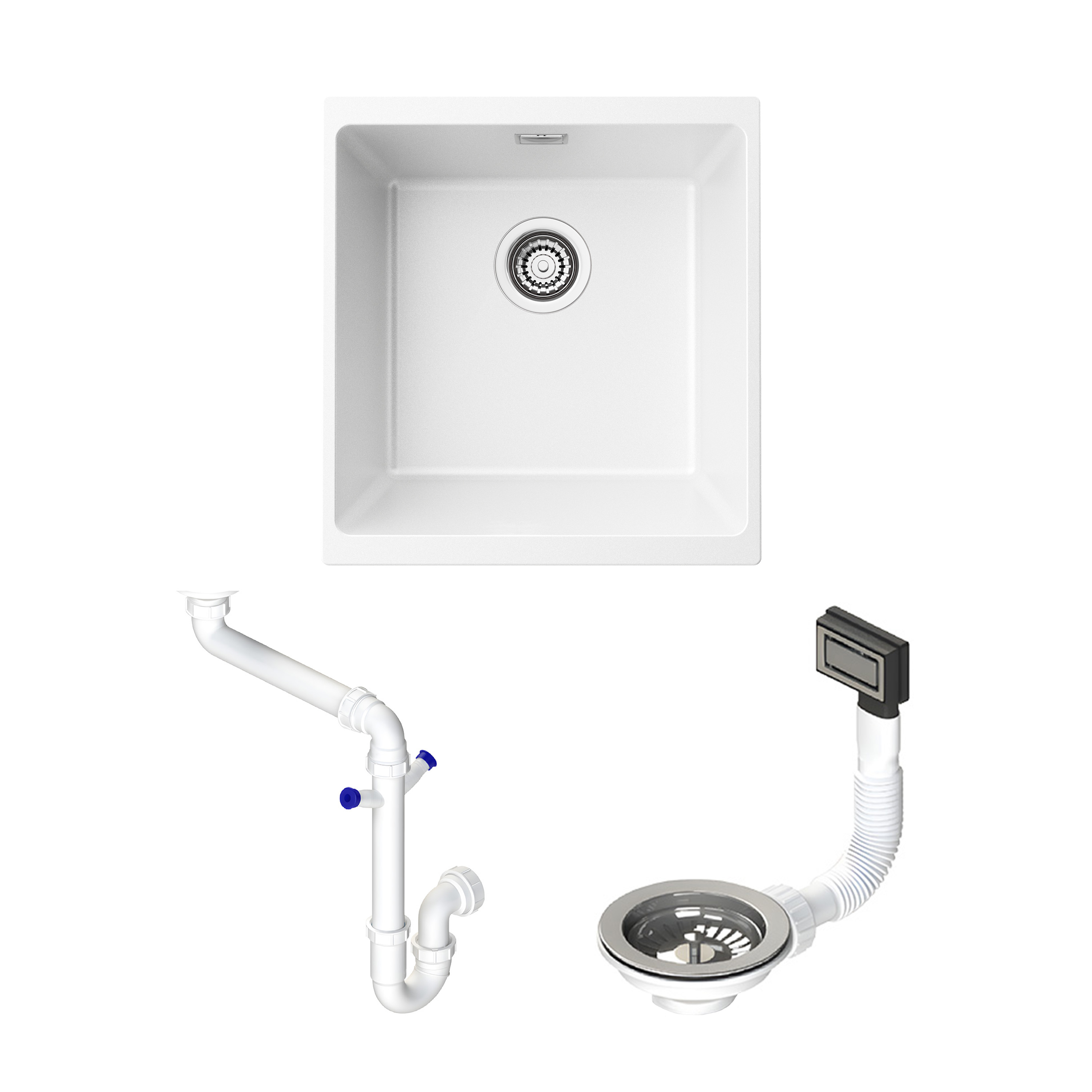 Vellamo Terra 1 Bowl Granite Composite Inset or Undermount Kitchen Sink & Waste - 430 x 460mm