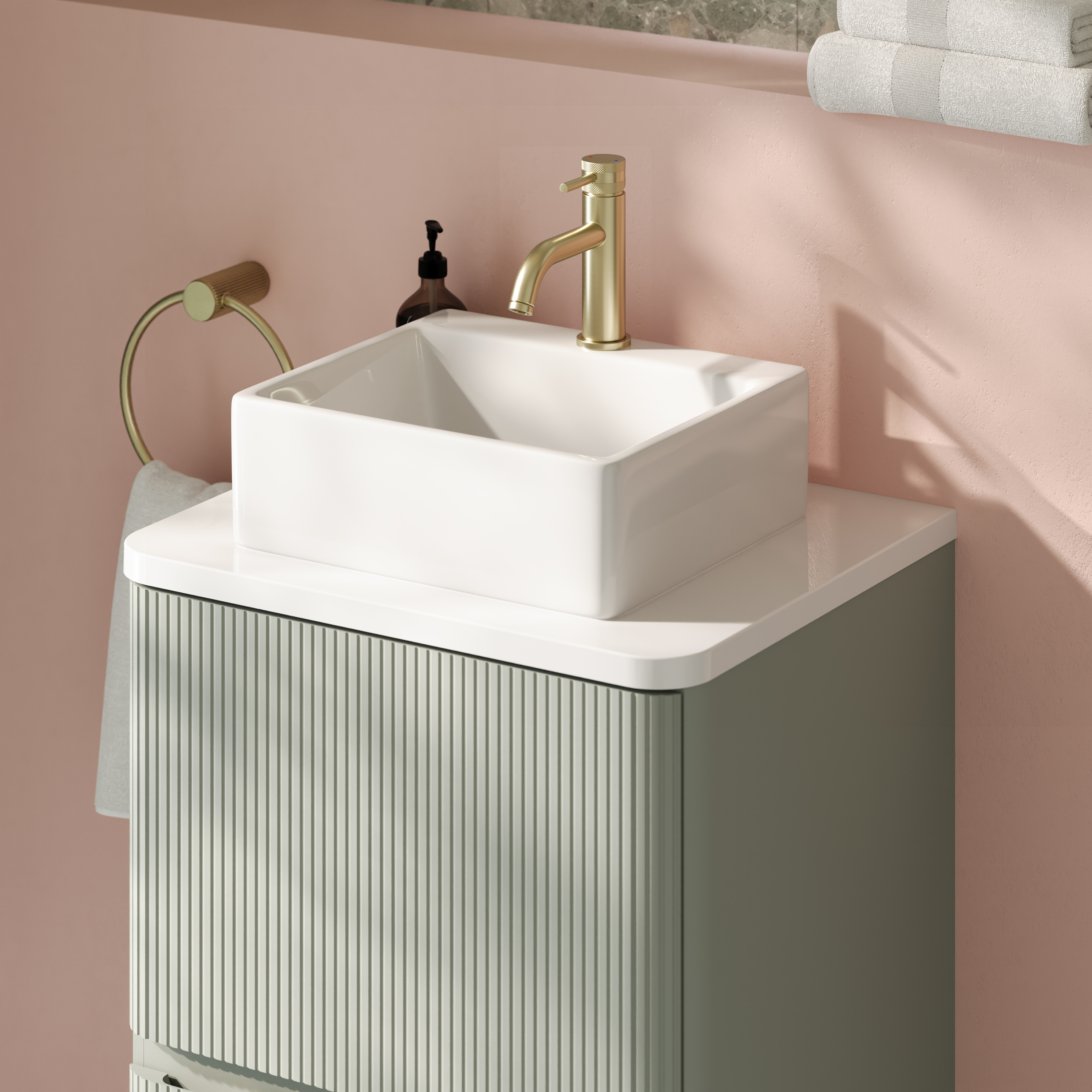 Drench Origin 500mm Fluted Floorstanding Vanity Unit & Countertop