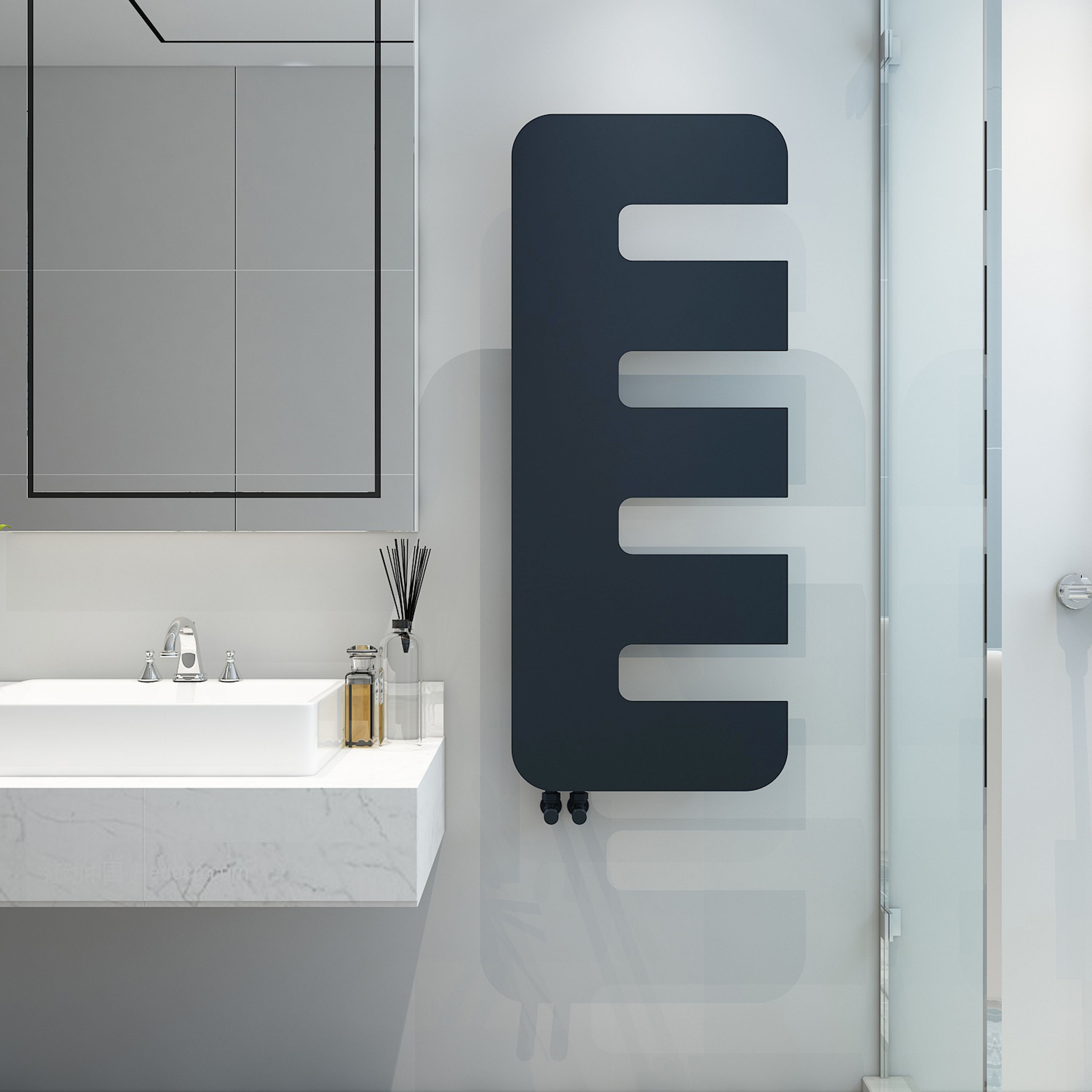 Carisa Rex Offset Single Panel Steel Designer Heated Towel Rail
