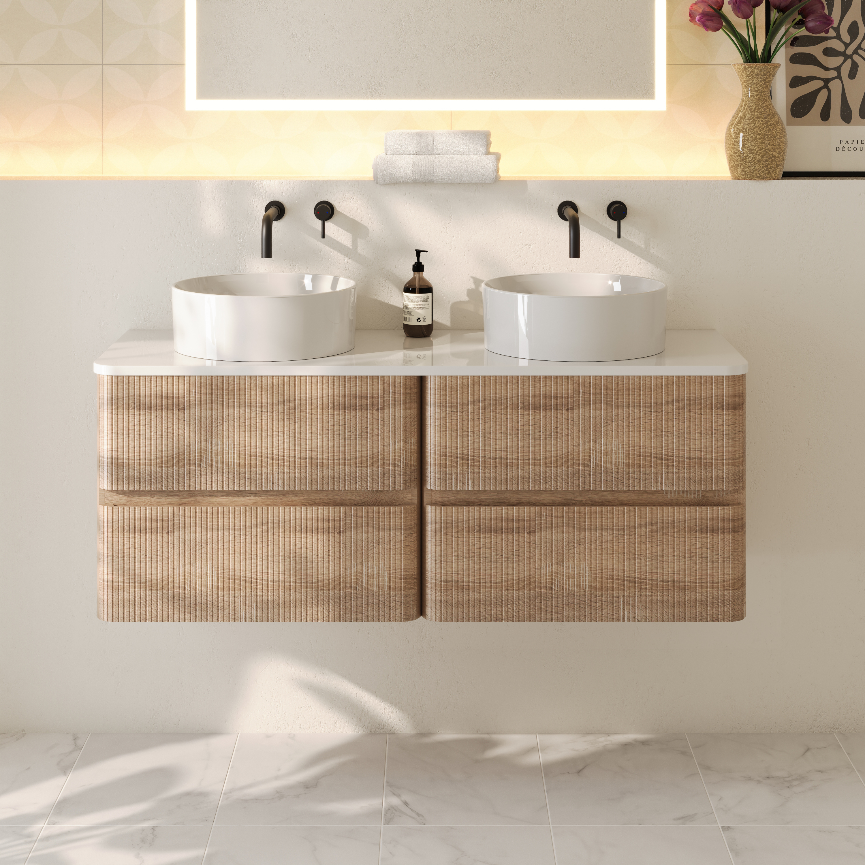 Drench Origin 1200mm Fluted Wall Mounted Vanity Unit & Countertop