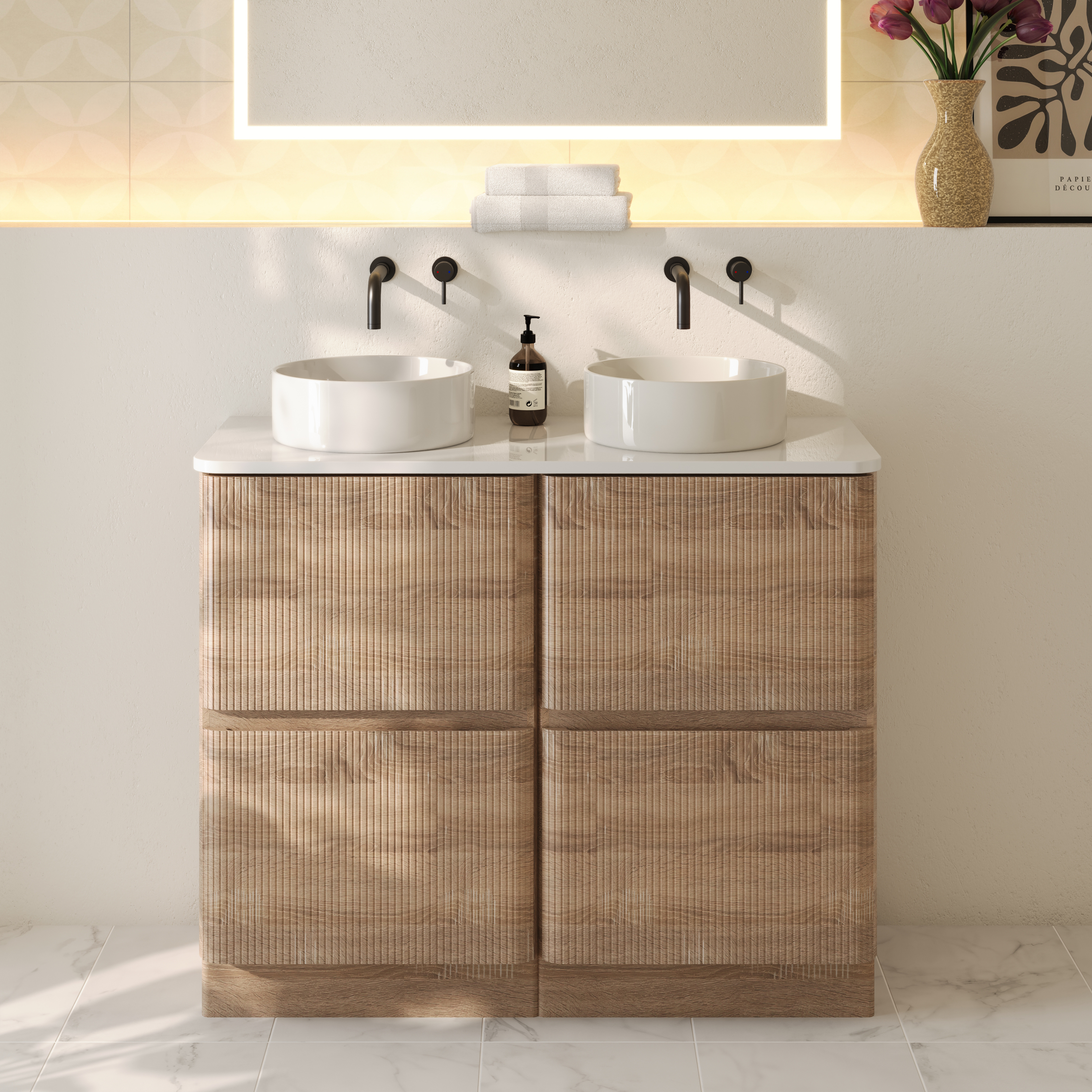 Drench Origin 1000mm Fluted Floorstanding Vanity Unit & Countertop