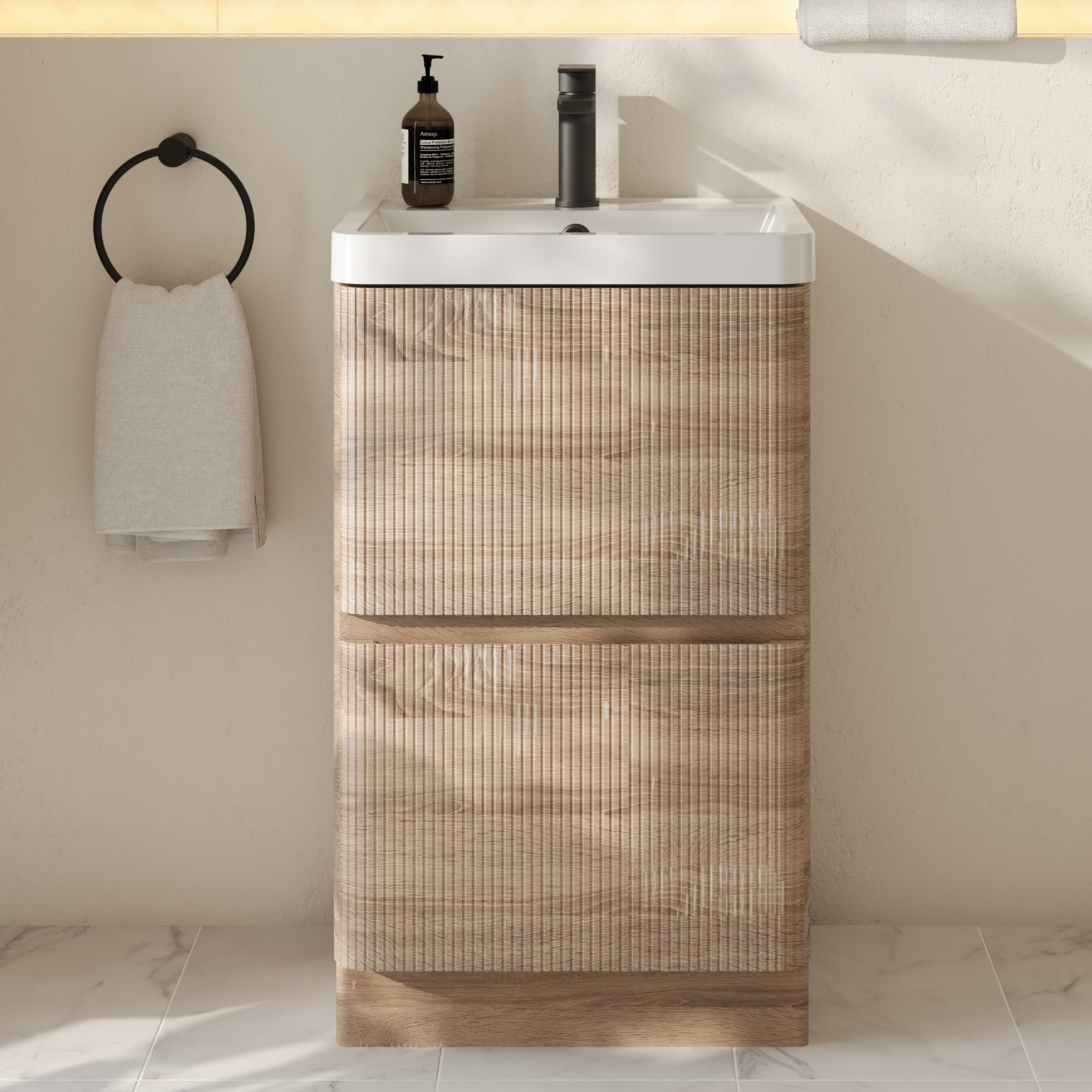 Drench Origin 500mm Fluted Floorstanding Vanity Unit & Basin