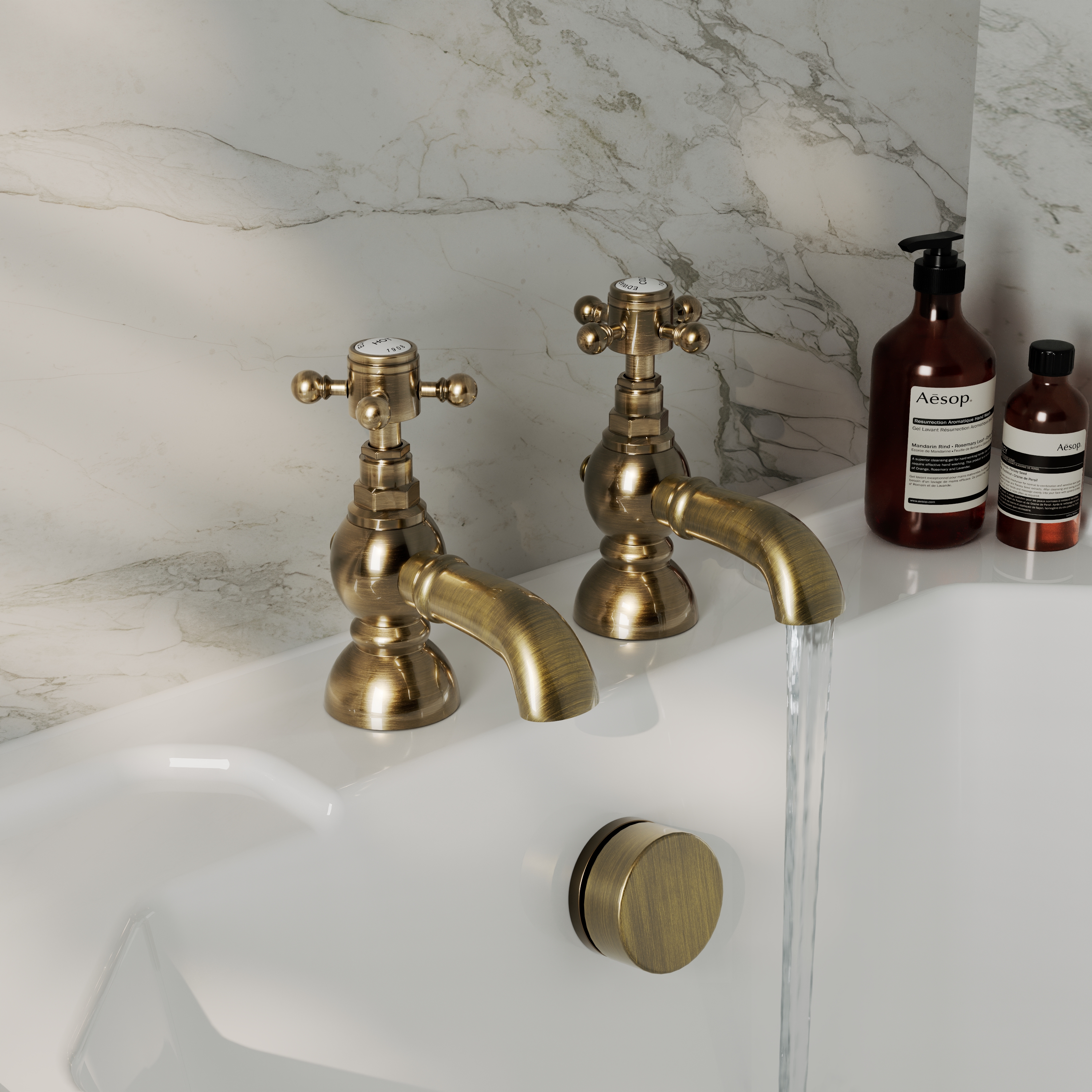 Butler & Rose Eliza Crosshead Bath Pillar Taps