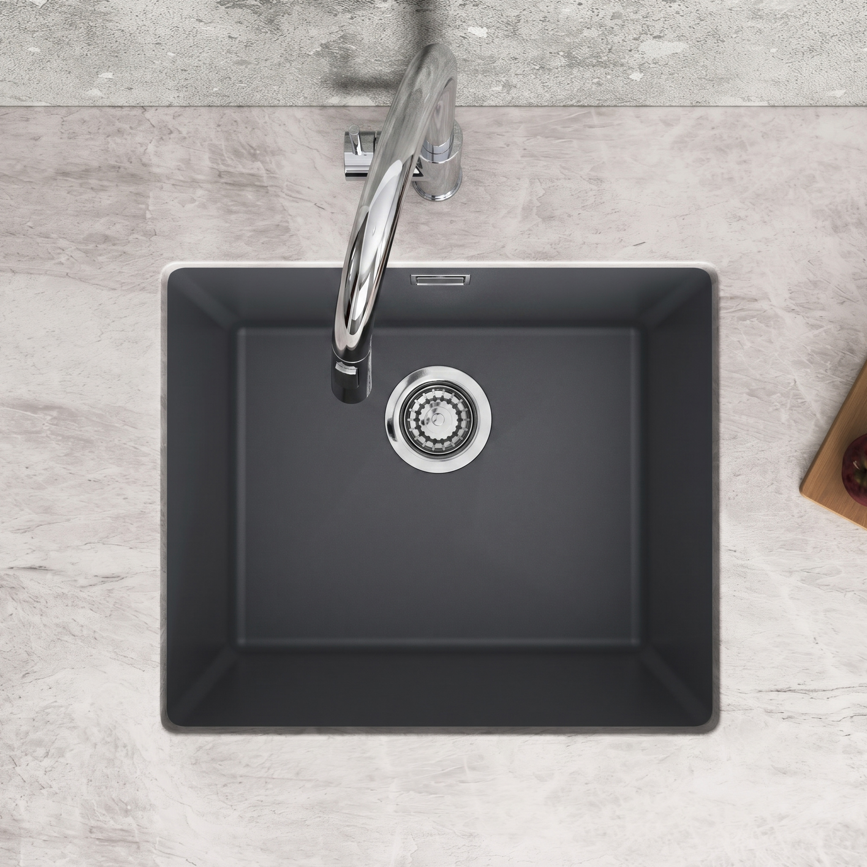 Vellamo Terra 1 Bowl Granite Composite Inset / Undermount Kitchen Sink & Waste - 533 x 457mm