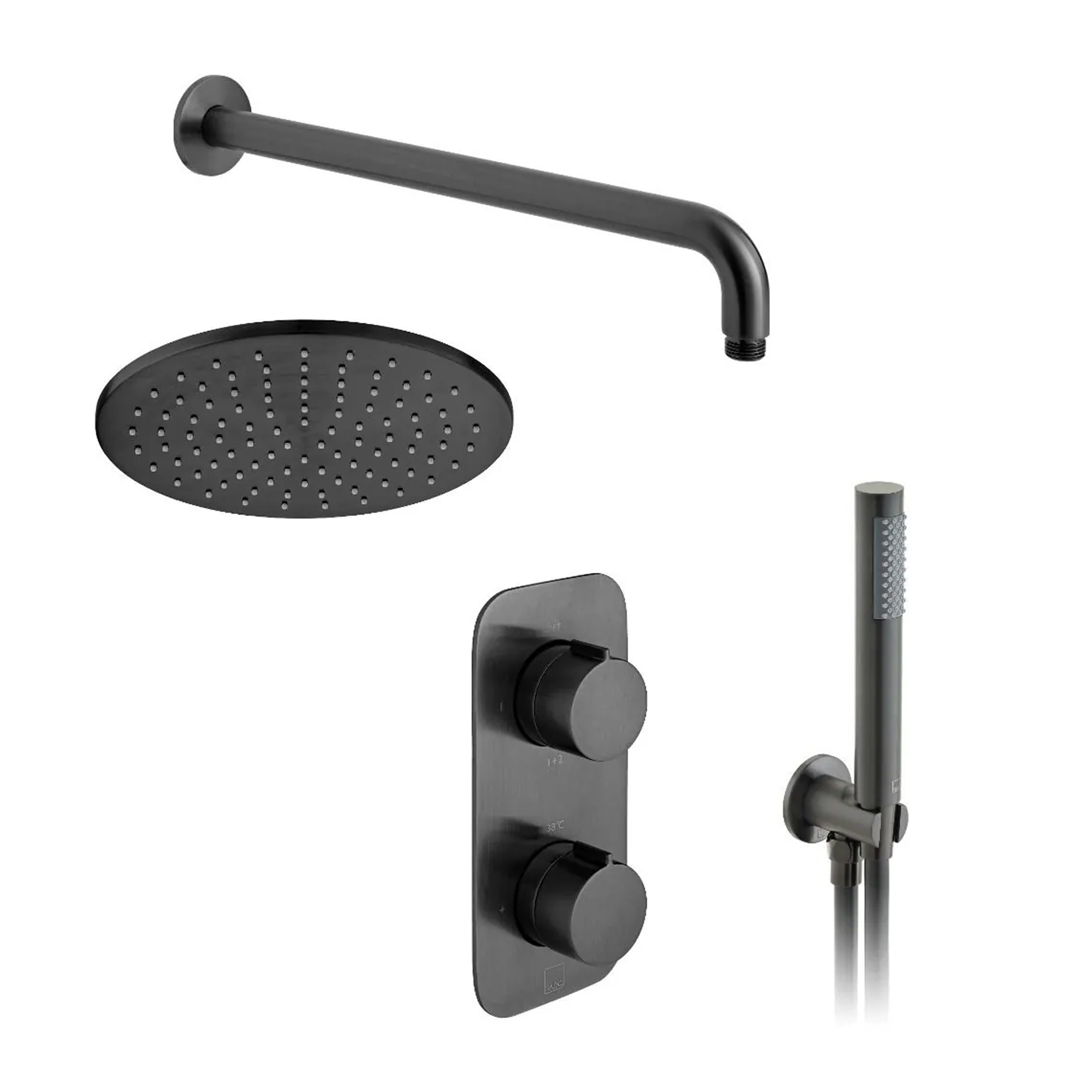 Vado Individual Tablet Altitude 2 Outlet Concealed Thermostatic Valve, Fixed Head & Shower Handset Kit