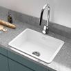Thomas Denby Metro 1 Bowl and Half Bowl Inset or Undermount Gloss White Ceramic Kitchen Sink
