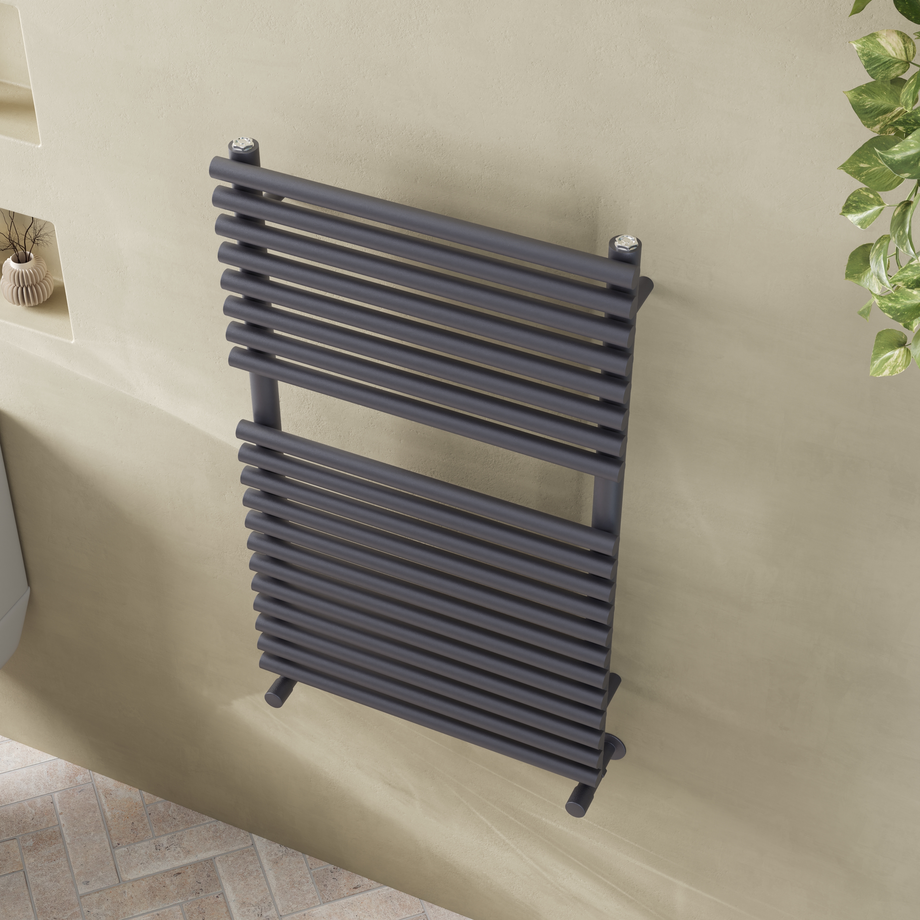 Toasty Halo Anthracite Bar on Bar Heated Towel Rail