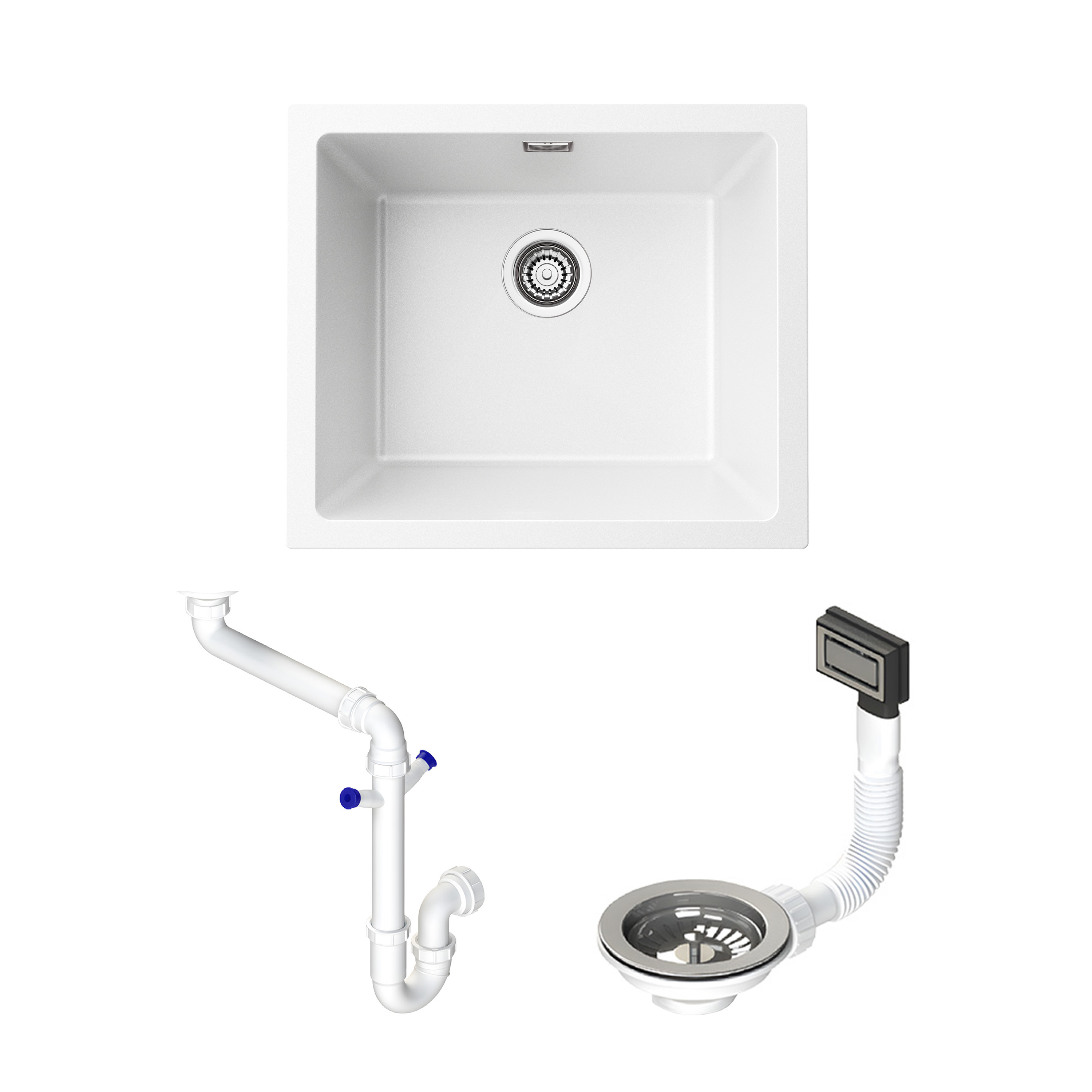 Vellamo Terra 1 Bowl Granite Composite Inset / Undermount Kitchen Sink & Waste - 533 x 457mm