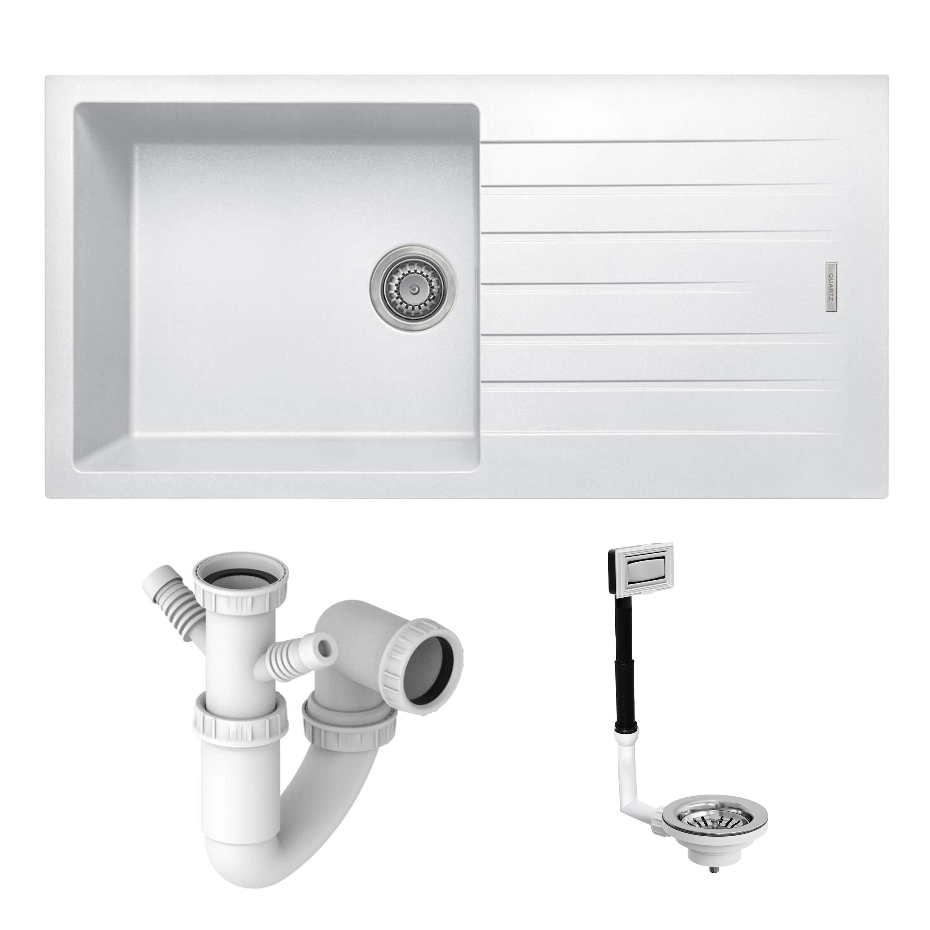 Vellamo Horizon Large Single Bowl Granite Composite Kitchen Sink & Waste - 1000 x 500mm