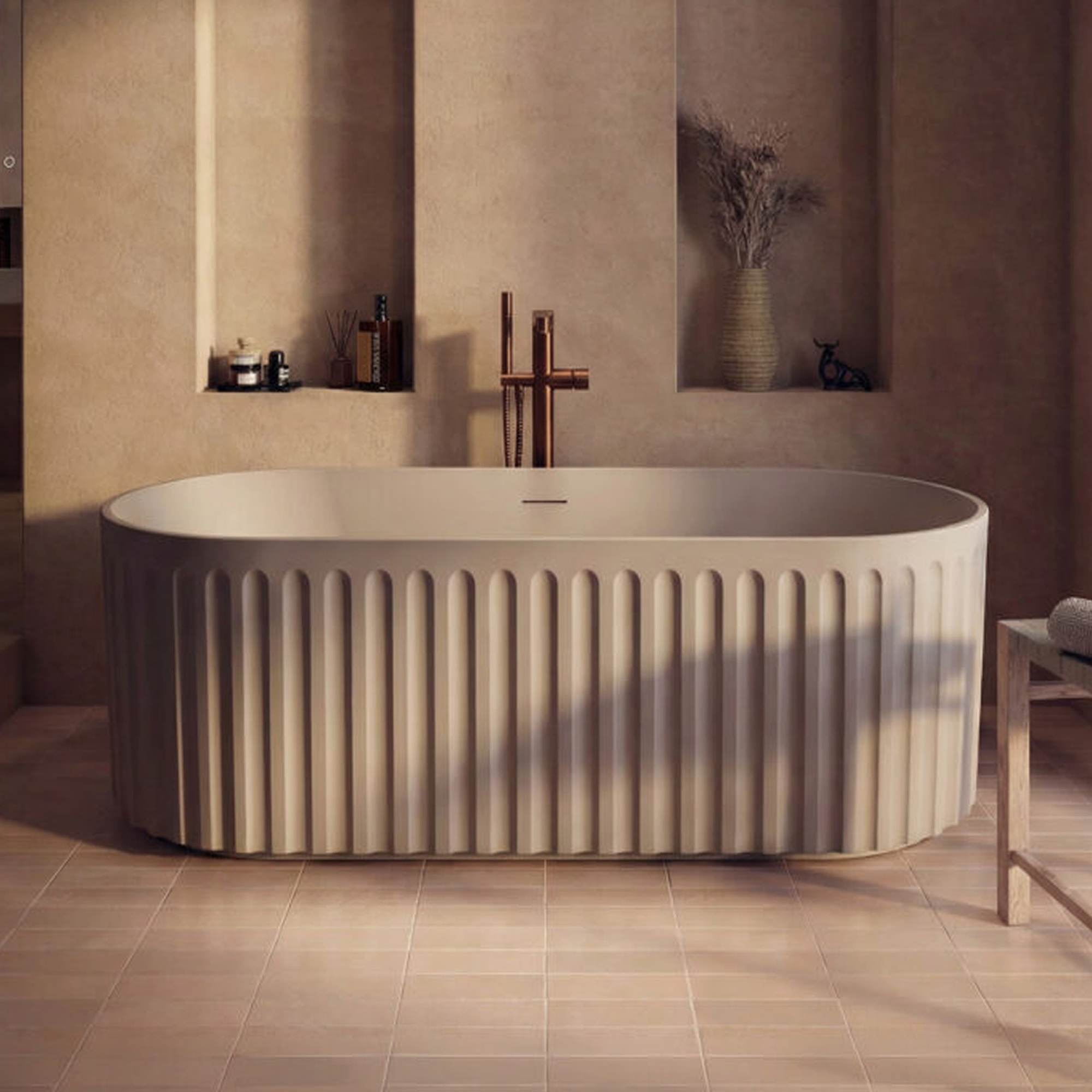 Drench Groove Oval Fluted Acrylic Bath - 1700 x 750mm