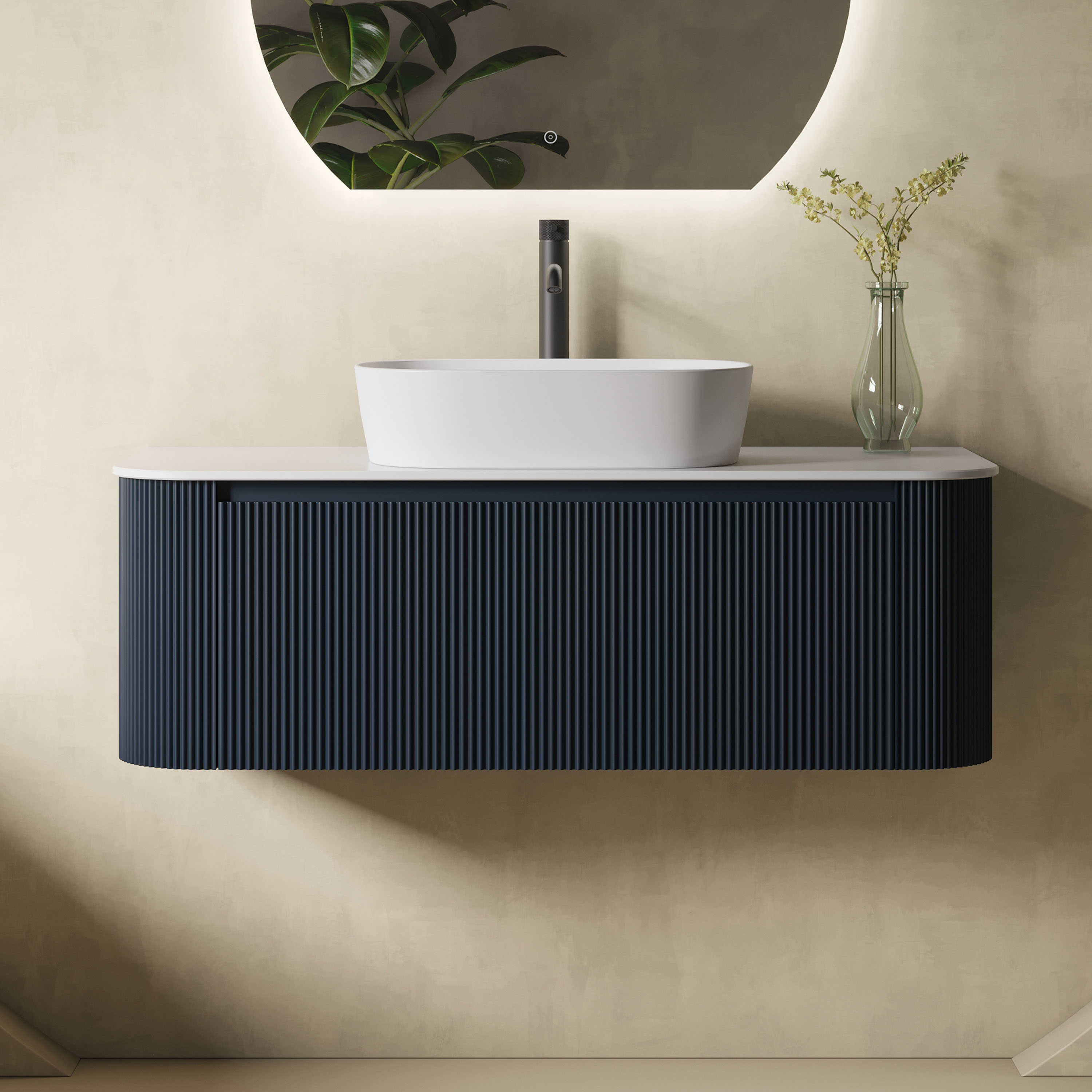 Drench Groove Fluted Furniture Sample - Midnight Shadow