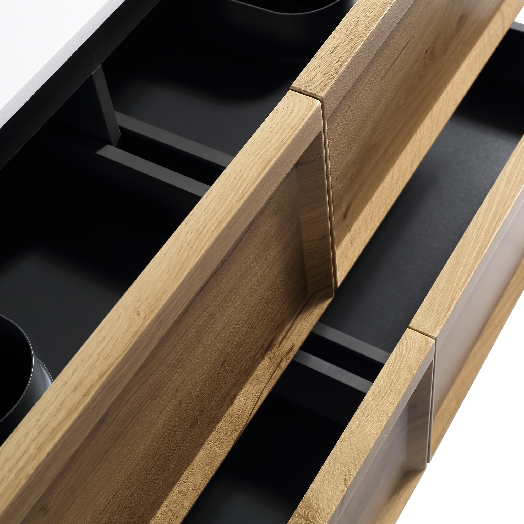 Aura 1200mm Wall Mounted Natural Oak Vanity Unit & Matt White Double Basin