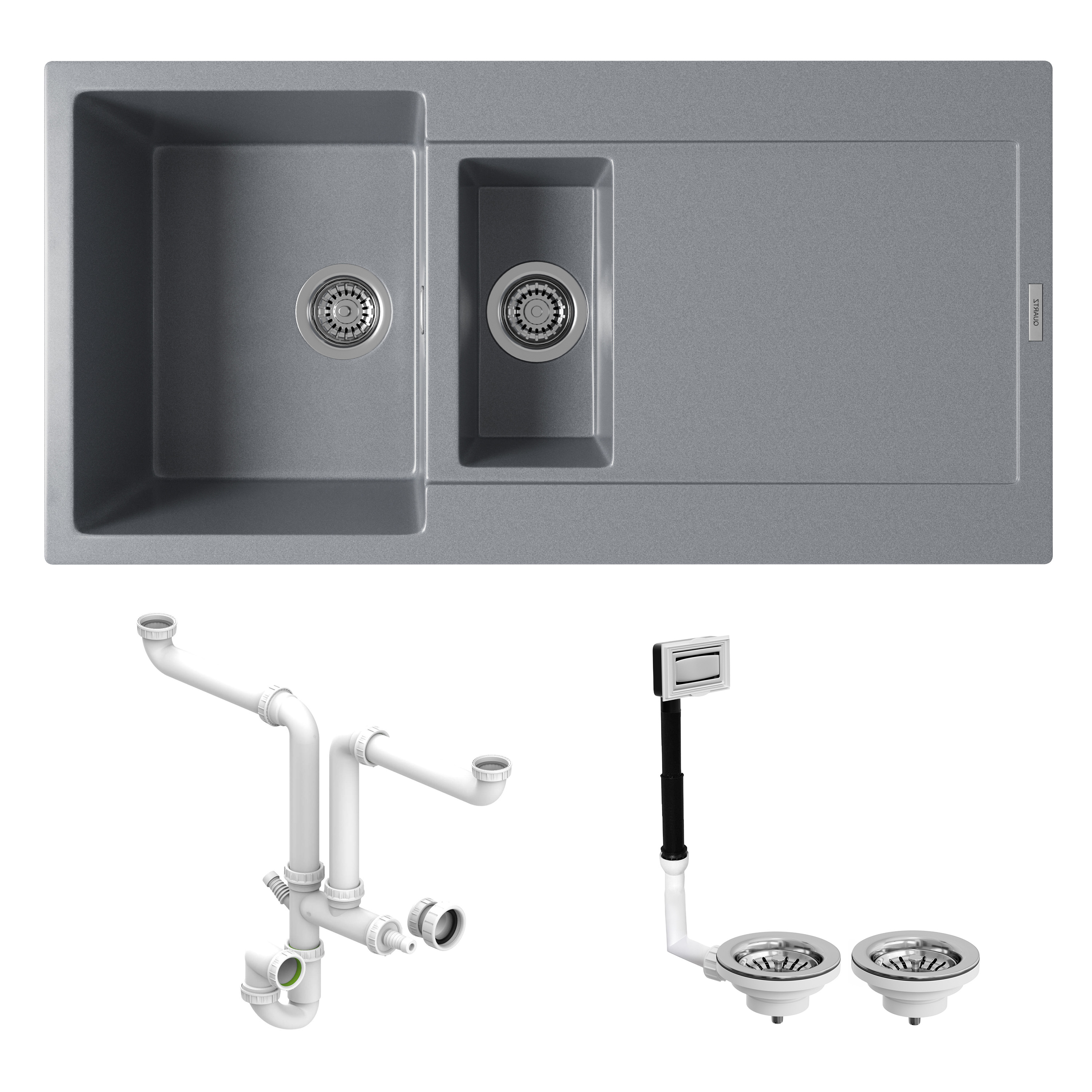 Vellamo Rocca 1.5 Bowl Granite Composite Inset Kitchen Sink & Waste - 1000 x 500mm