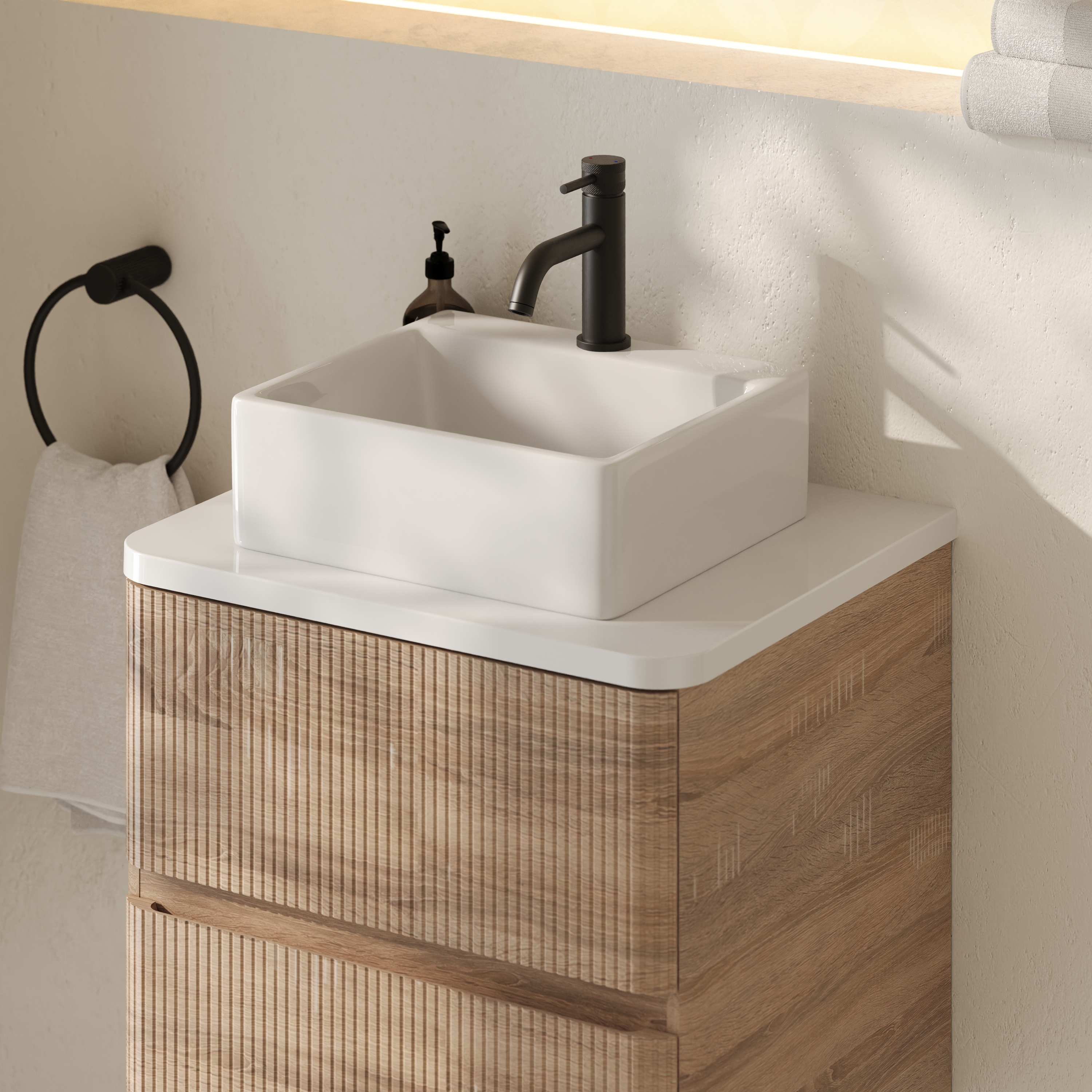 Drench Origin 500mm Fluted Wall Mounted Vanity Unit & Countertop
