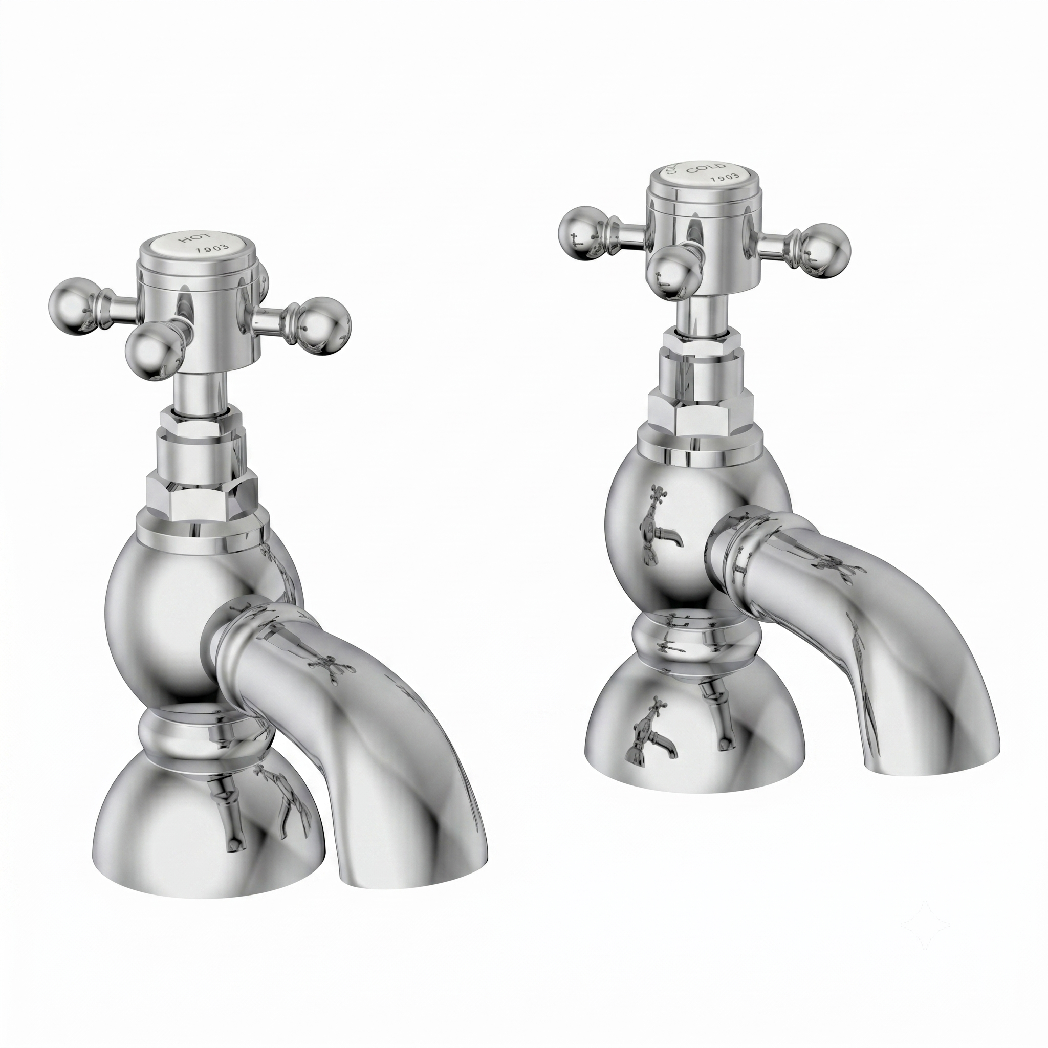 Butler & Rose Eliza Crosshead Bath Pillar Taps