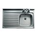 Clearwater Contract Lay-on Single Bowl Stainless Steel Sink with 2 Tap Holes & Square Front with Left Hand Drainer - 1000 x 600mm