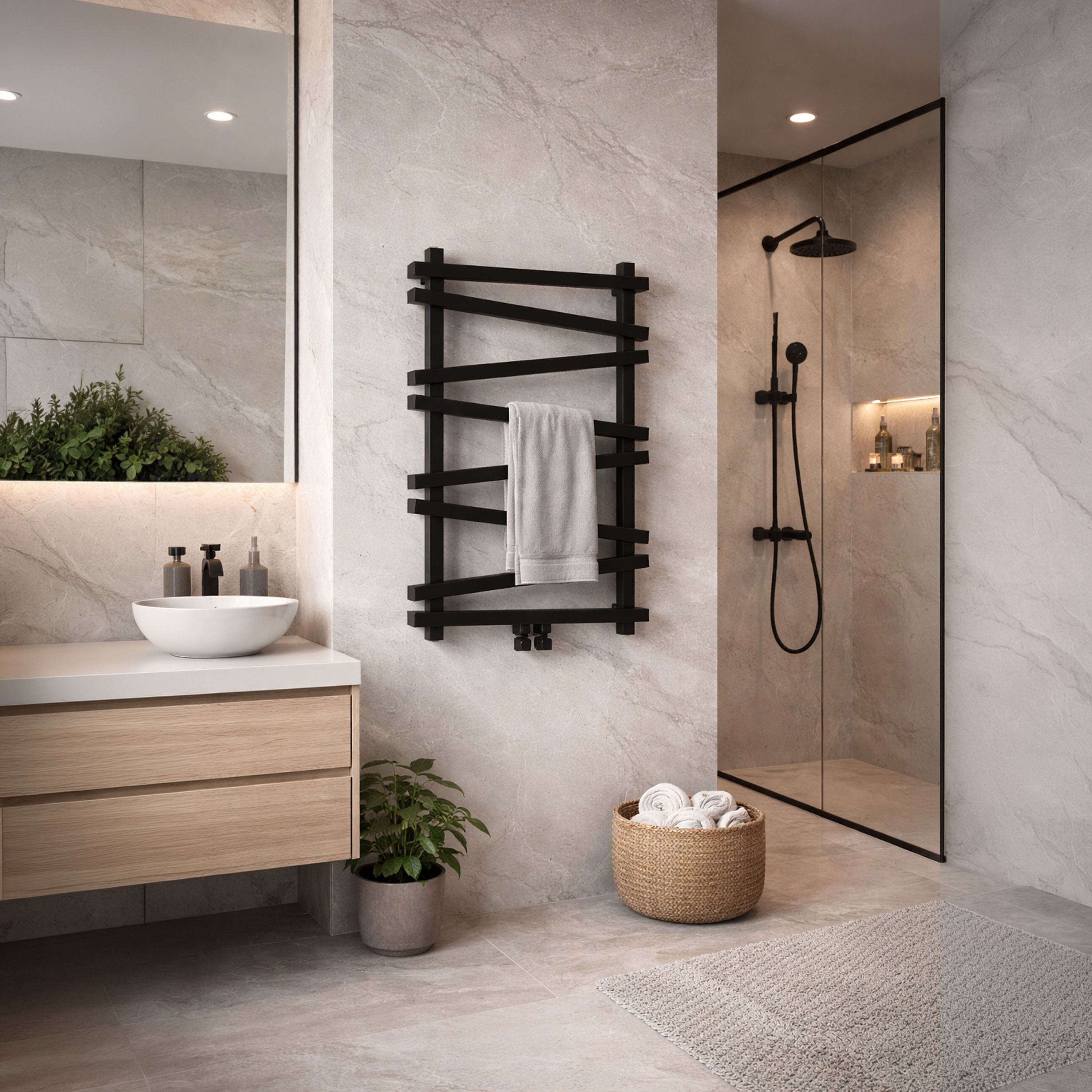 Carisa Vivek Angled Designer Aluminium Heated Towel Rail