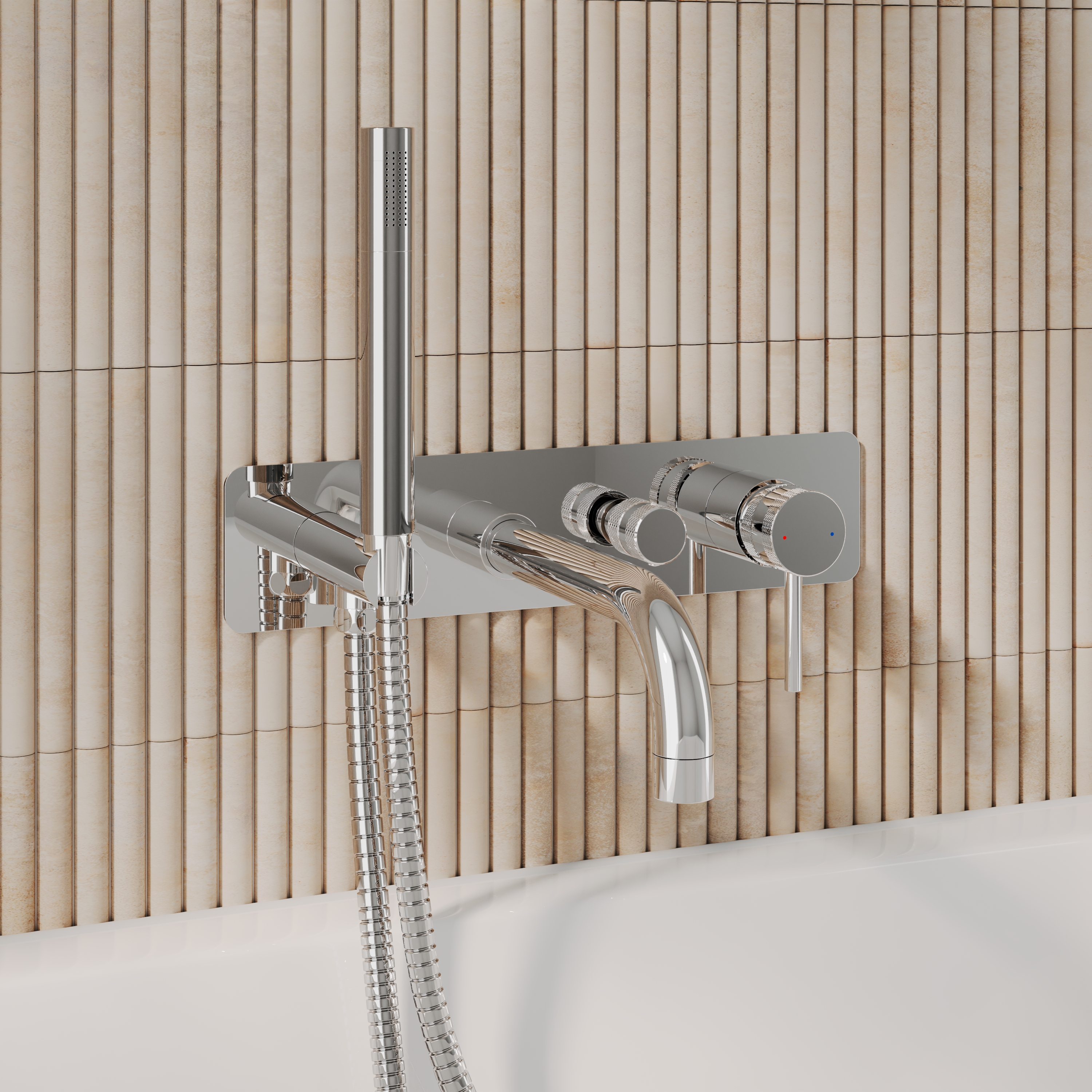 Core Wall Mounted Bath Shower Mixer, Handset & Hose