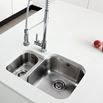 Rangemaster Atlantic Classic 1.5 Bowl Stainless Steel Undermount Sink & Waste Kit with Left Hand Small Bowl - 597 x 472mm