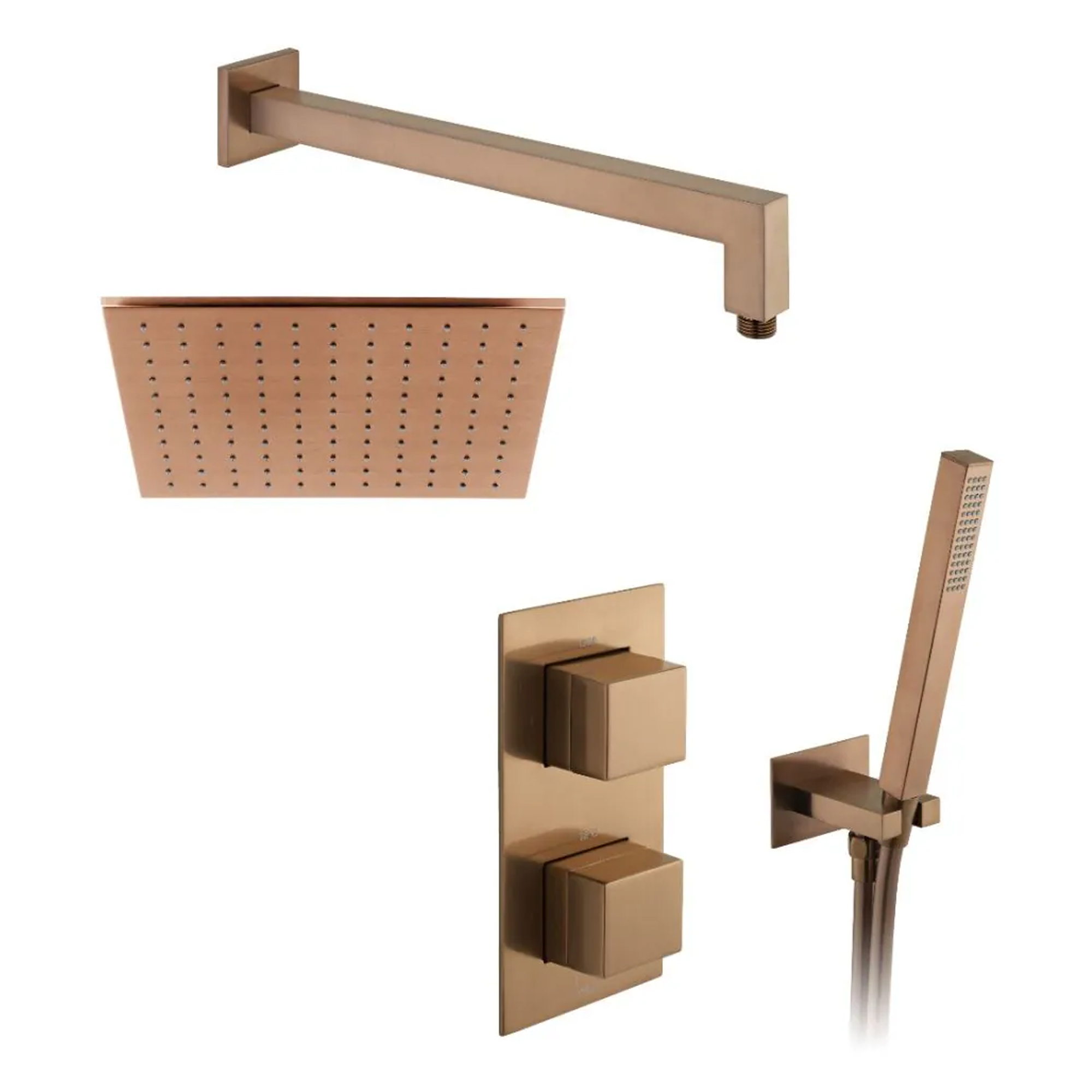 Vado Individual Tablet Notion 2 Outlet Square Concealed Thermostatic Valve, Fixed Head & Shower Handset Kit