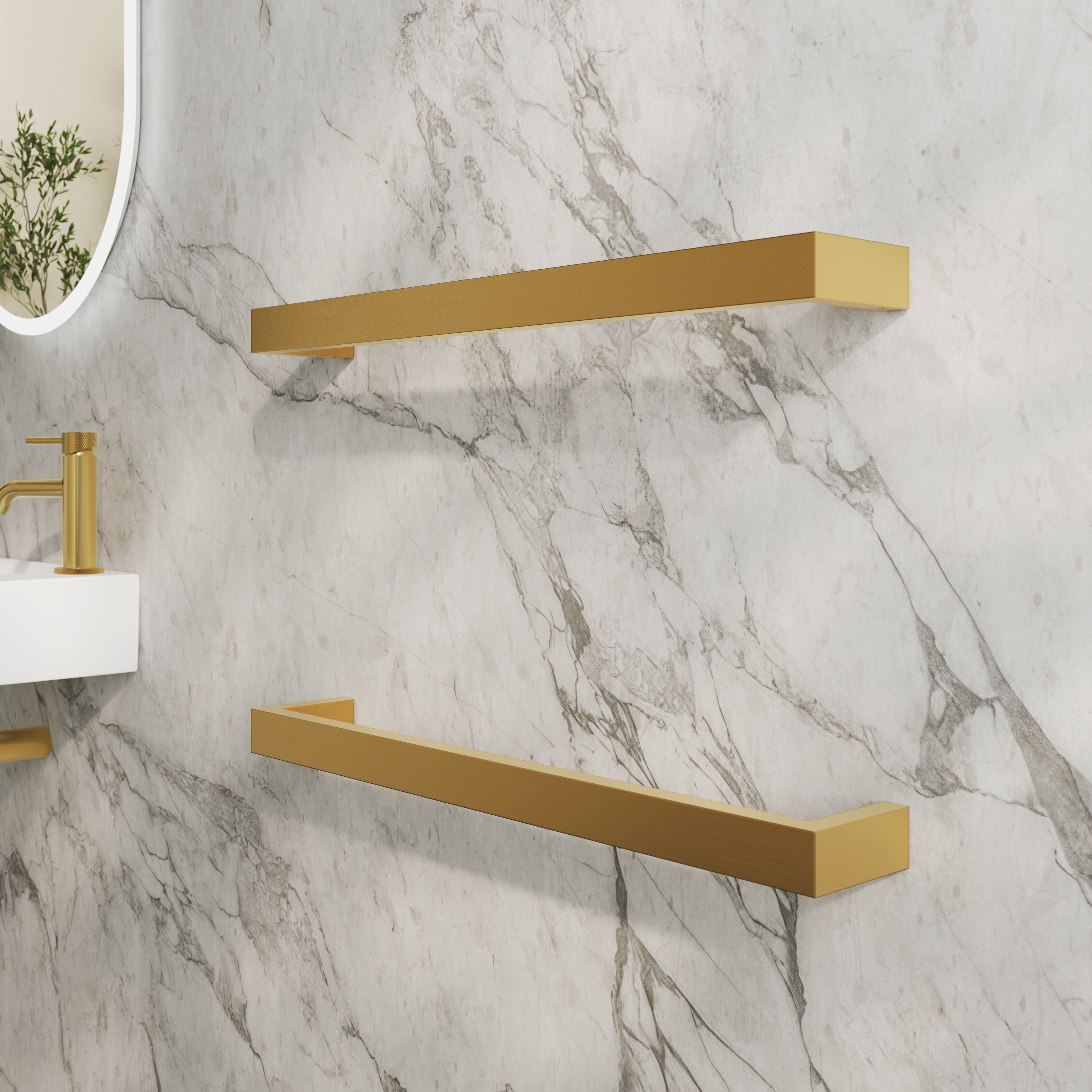 Toasty Flare Brushed Brass Electric Heated Towel Rail