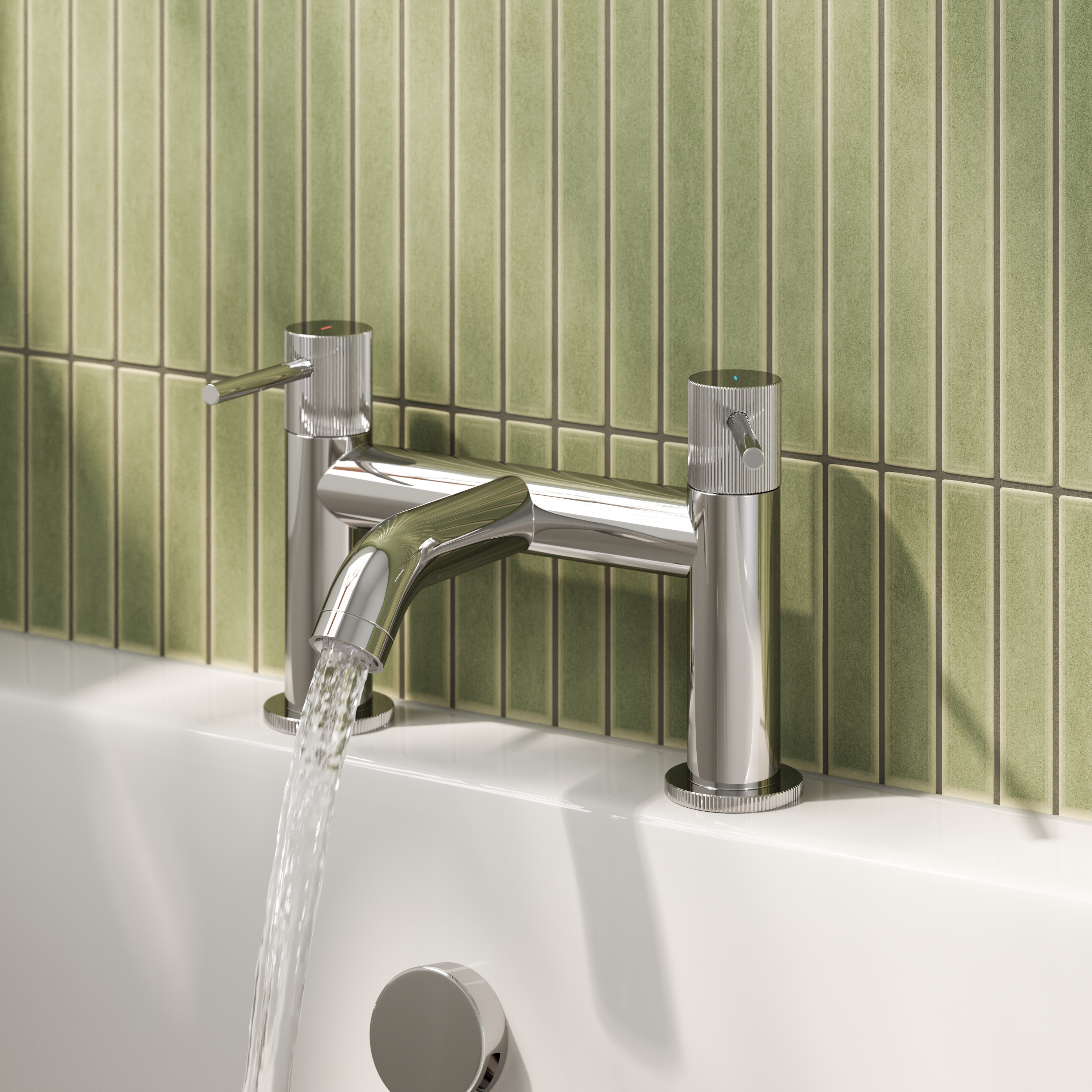 Harbour Fluted Deck Mounted Bath Mixer Tap