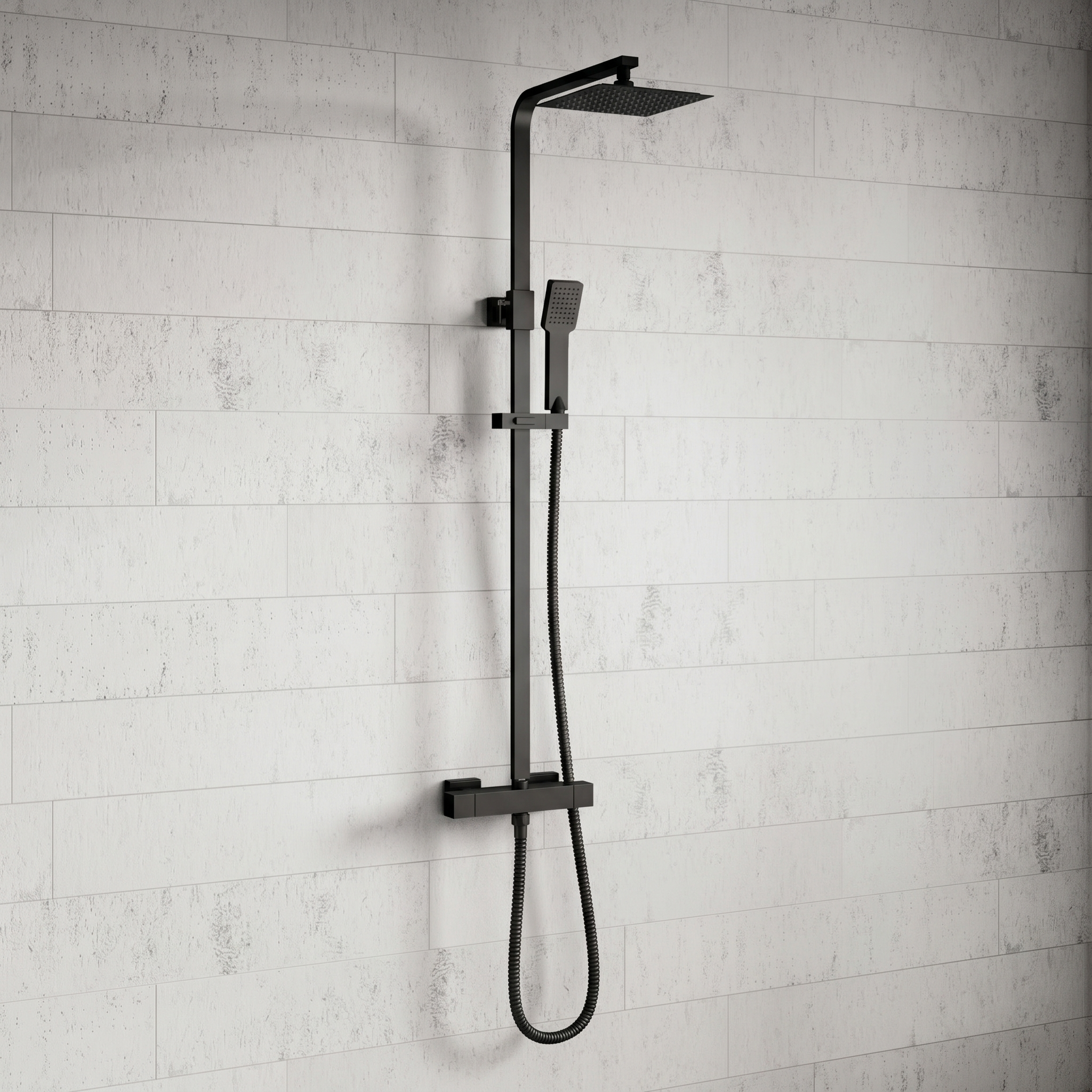 Harbour Status Matt Black Thermostatic Exposed Shower Kit