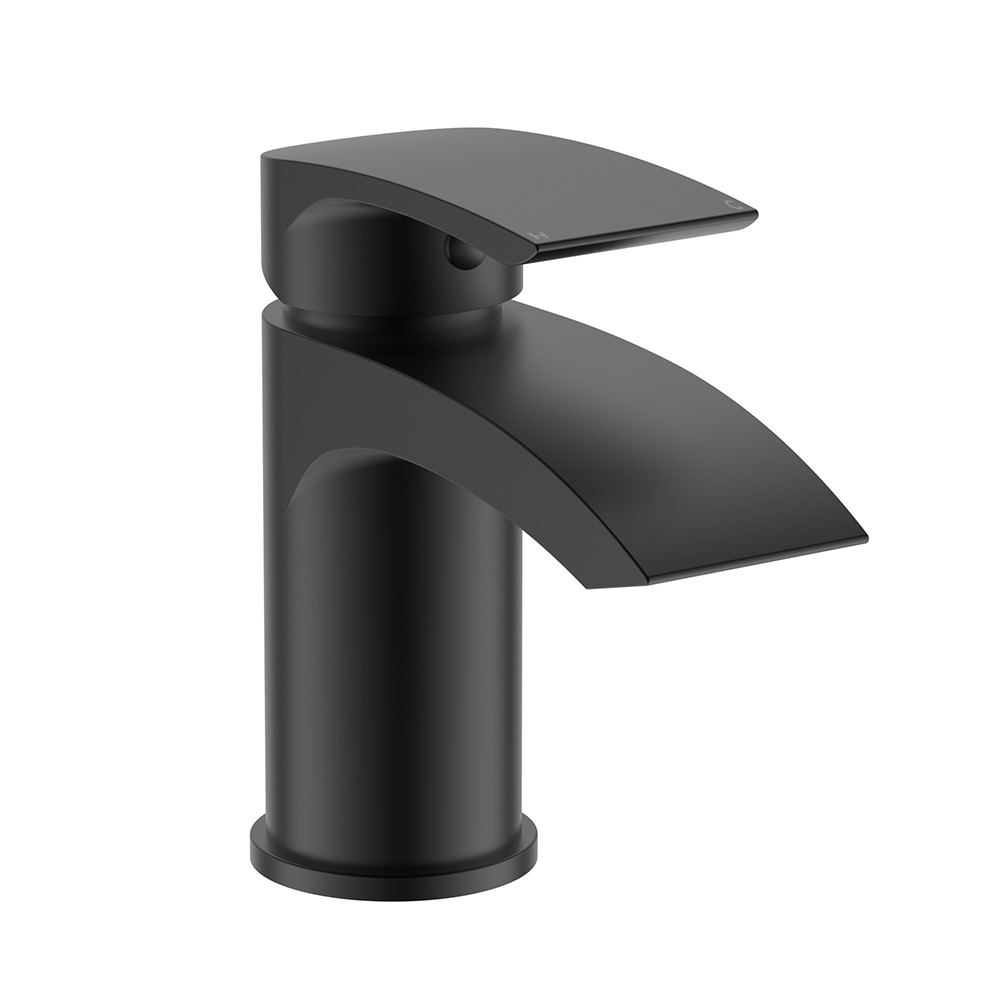 Vellamo Swift Matt Black Basin Mixer Tap & Waste