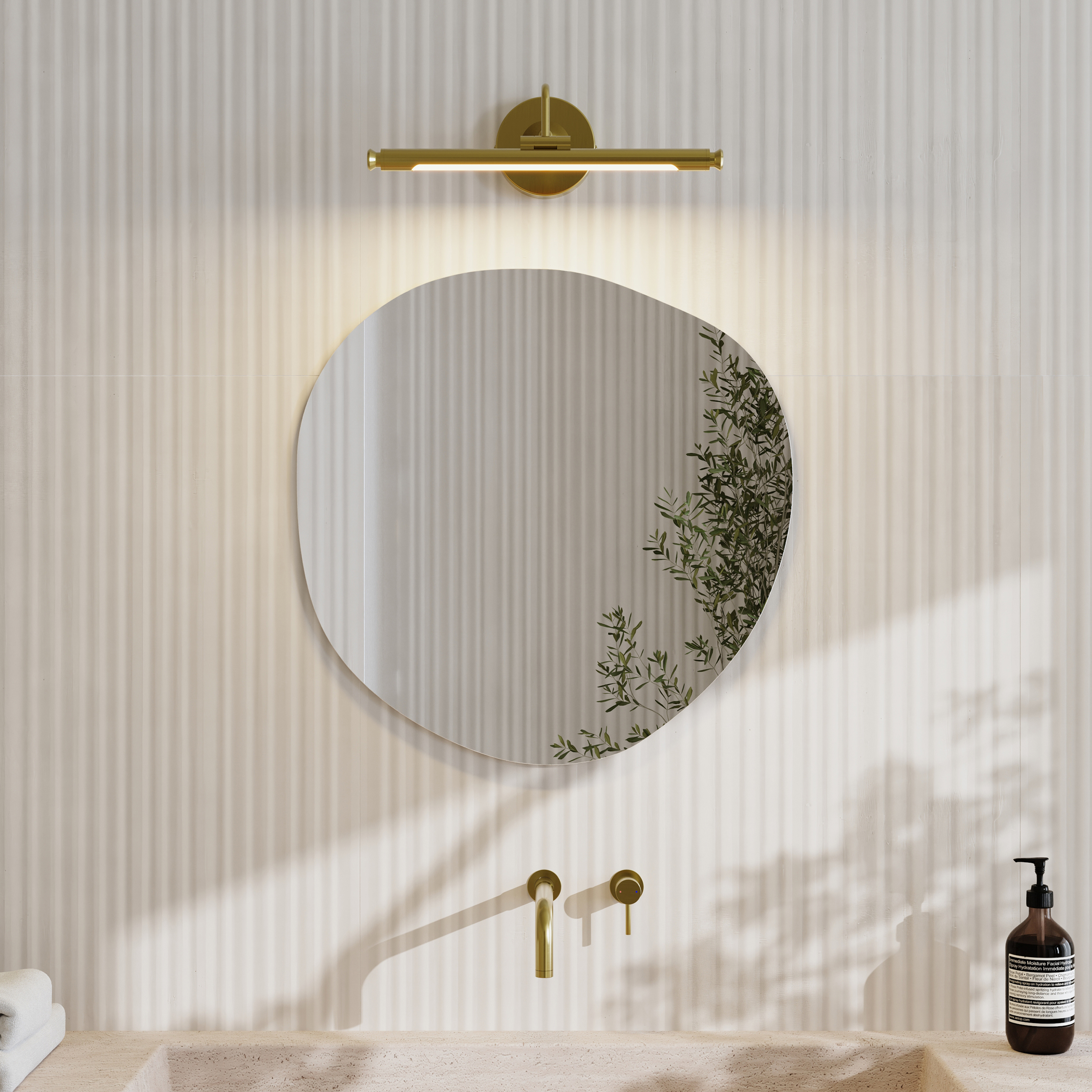 Organics Slim Mirror with Small Picture Wall Light