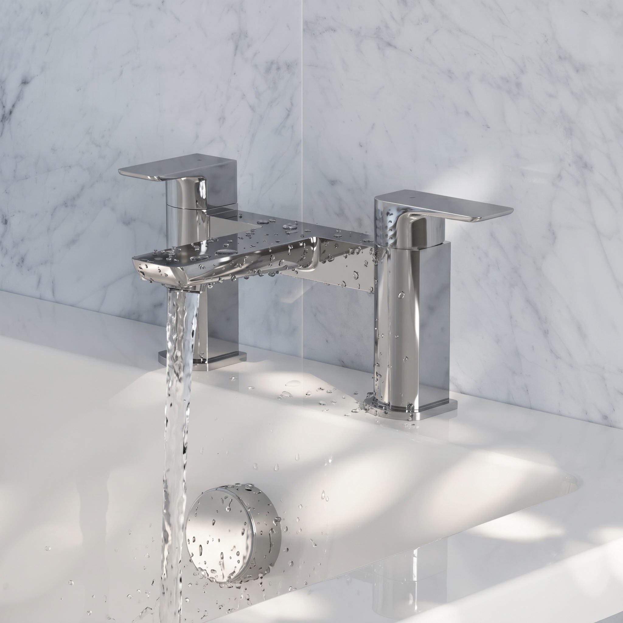 Harbour Status Deck Mounted Bath Mixer Tap - Chrome