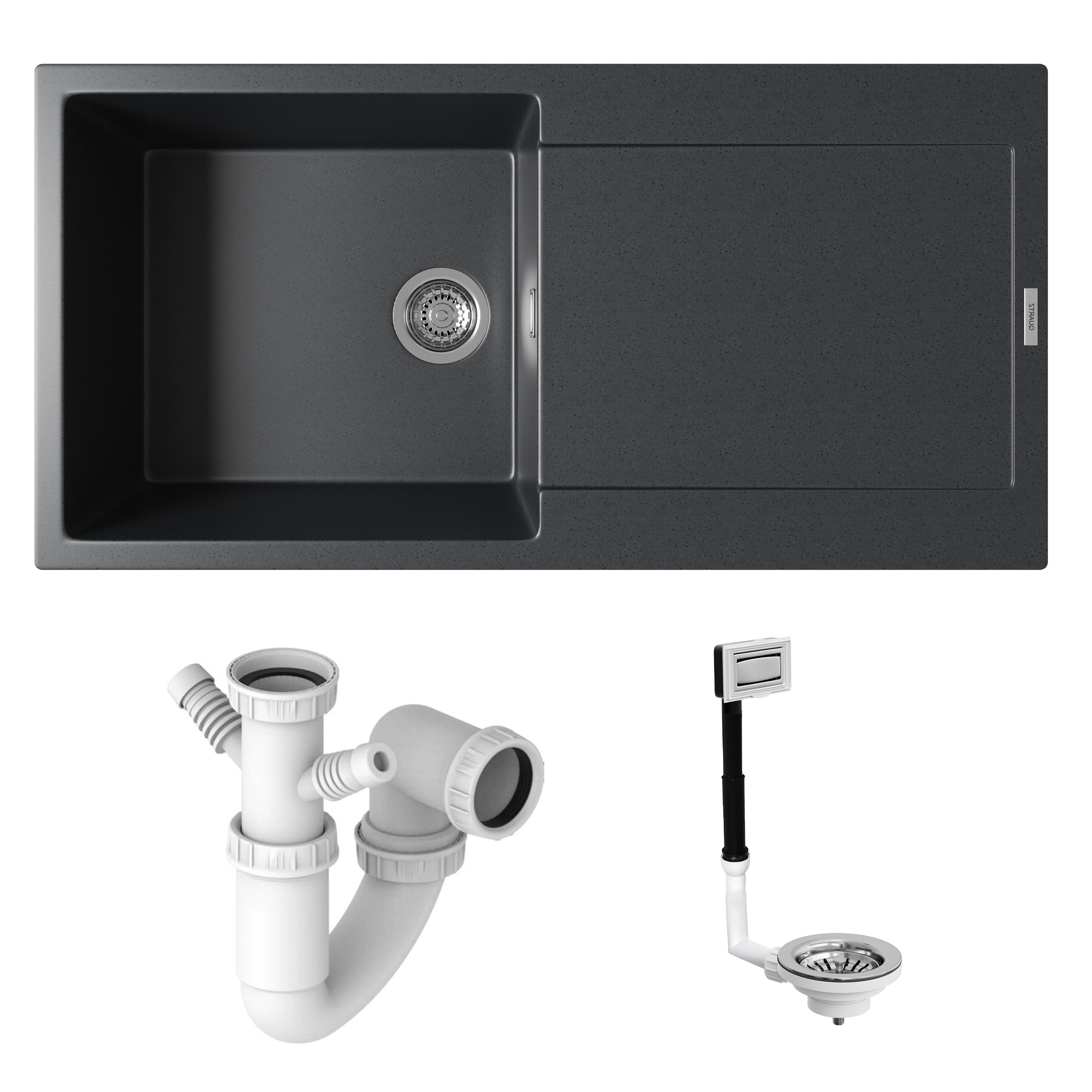 Vellamo Rocca Large 1 Bowl Granite Composite Inset Kitchen Sink & Waste - 1000 x 500mm