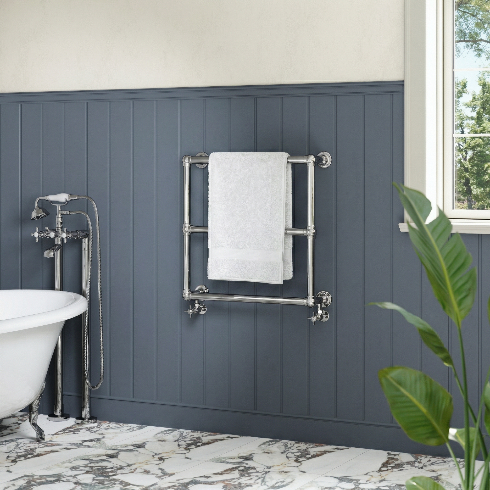 Toasty Merrin Chrome Wall Hung Traditional Heated Towel Rail - 660 x 660mm