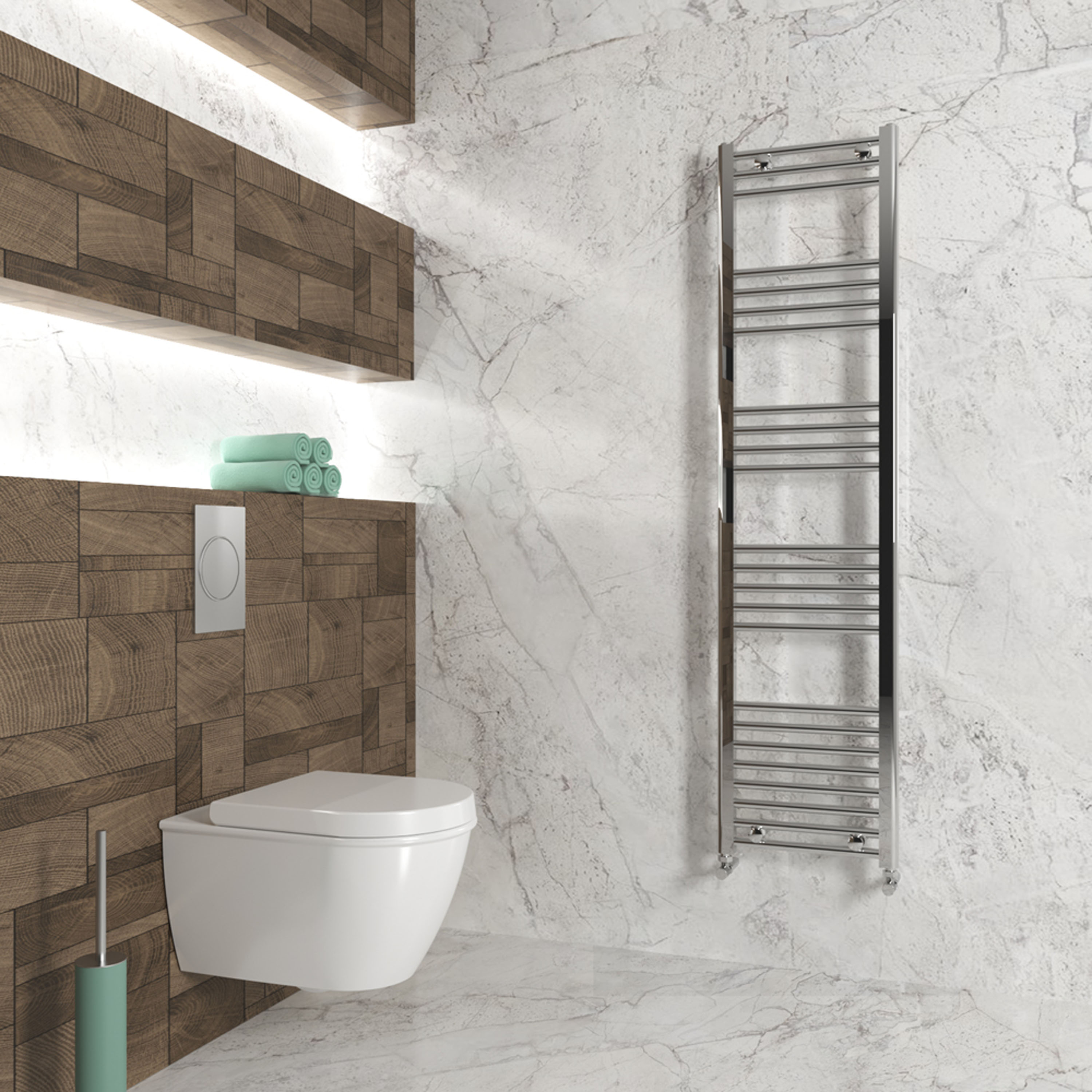 Carisa Nile Flat Vertical Steel Ladder Heated Towel Rail