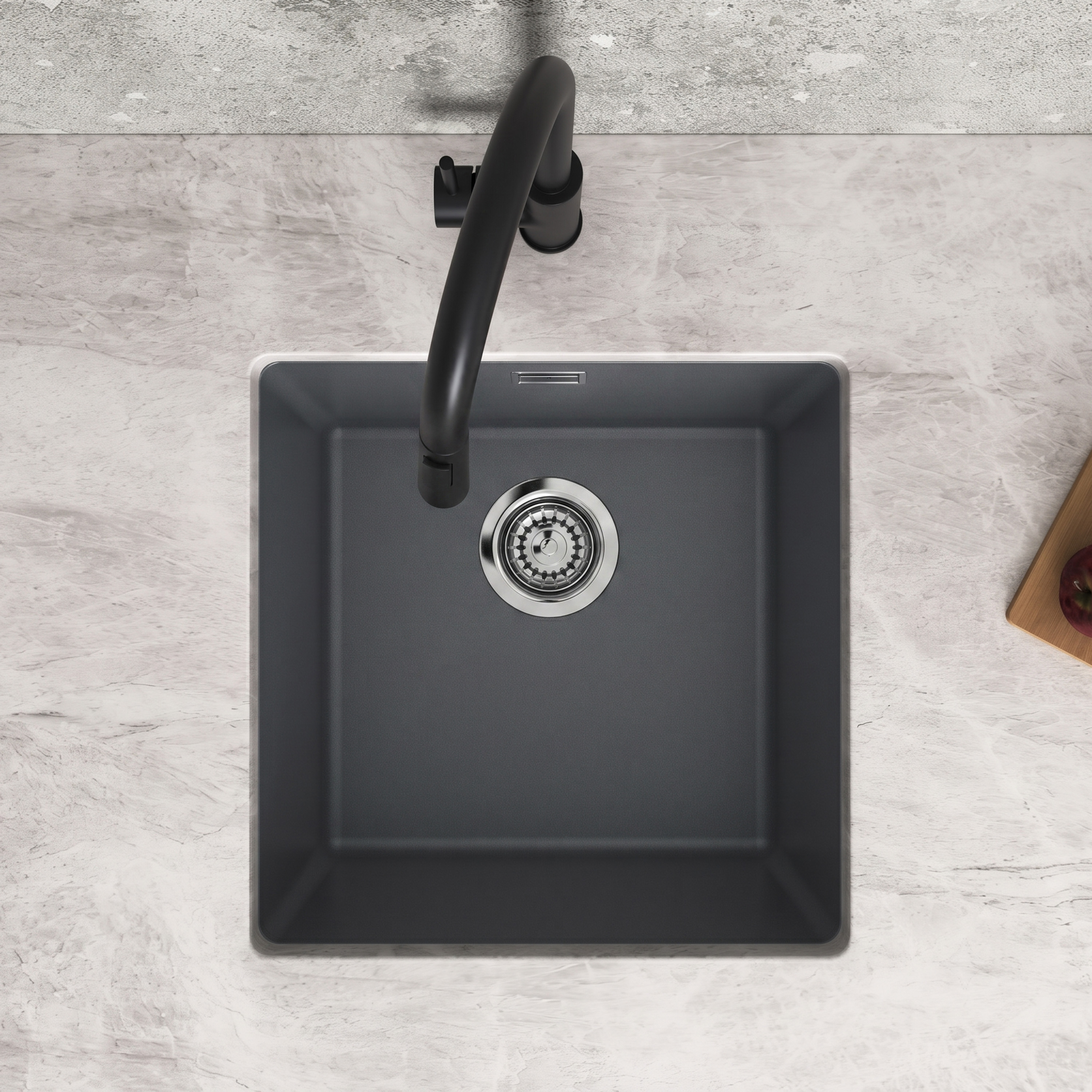 Vellamo Terra 1 Bowl Granite Composite Inset or Undermount Kitchen Sink & Waste - 430 x 460mm