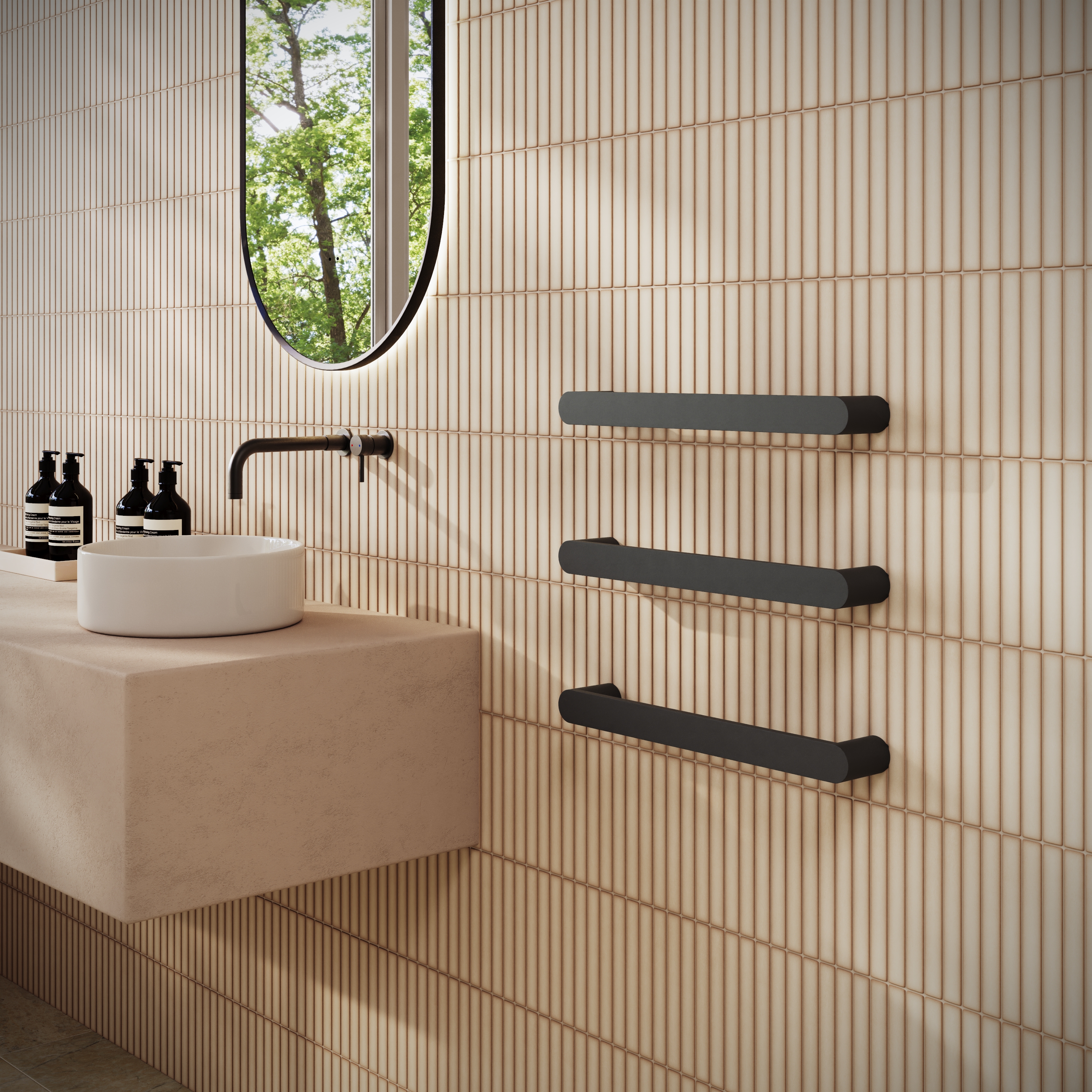 Toasty Duna Matt Black Electric Heated Towel Rail