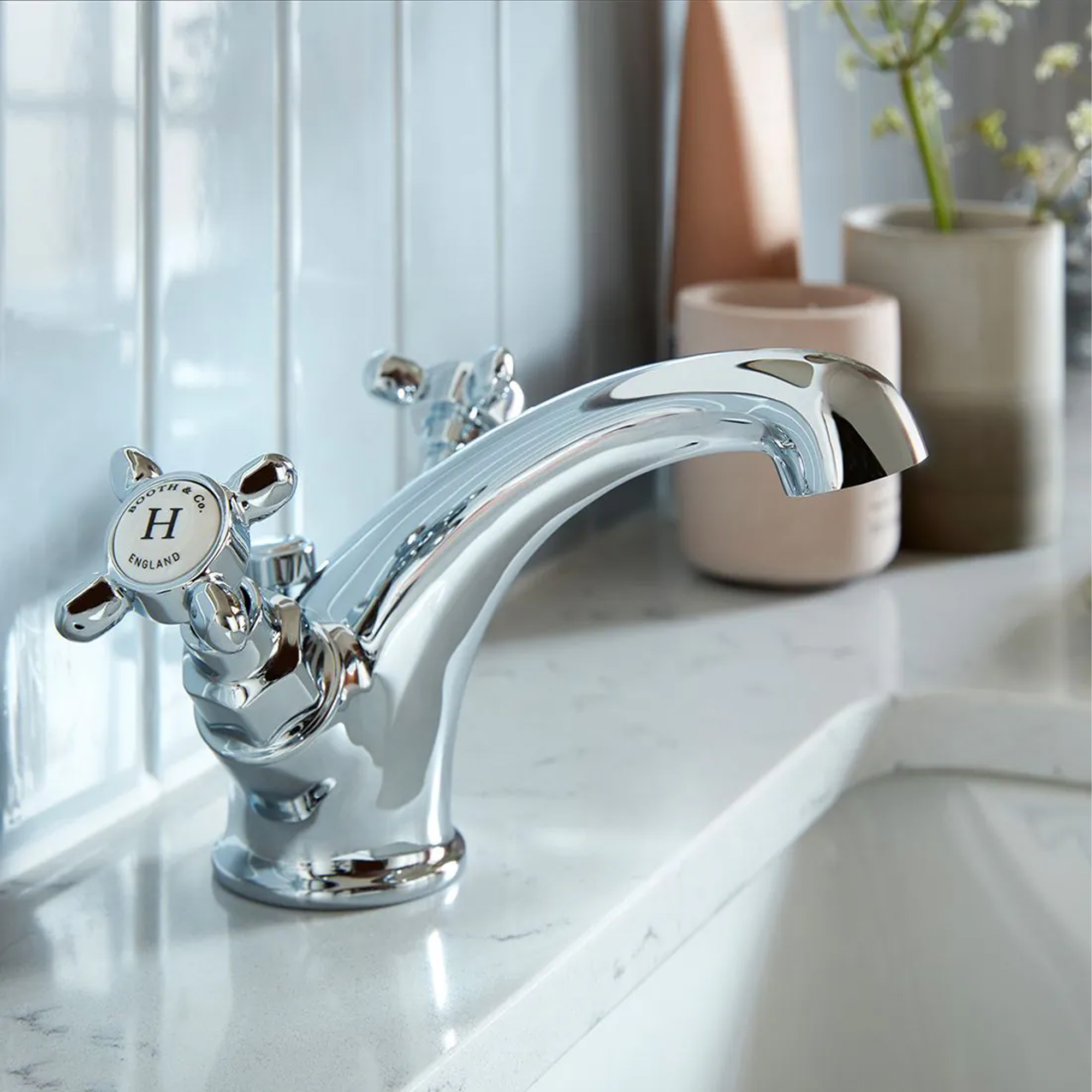 Booth & Co Axbridge Traditional Crosshead Mono Basin Mixer Tap with Optional Waste