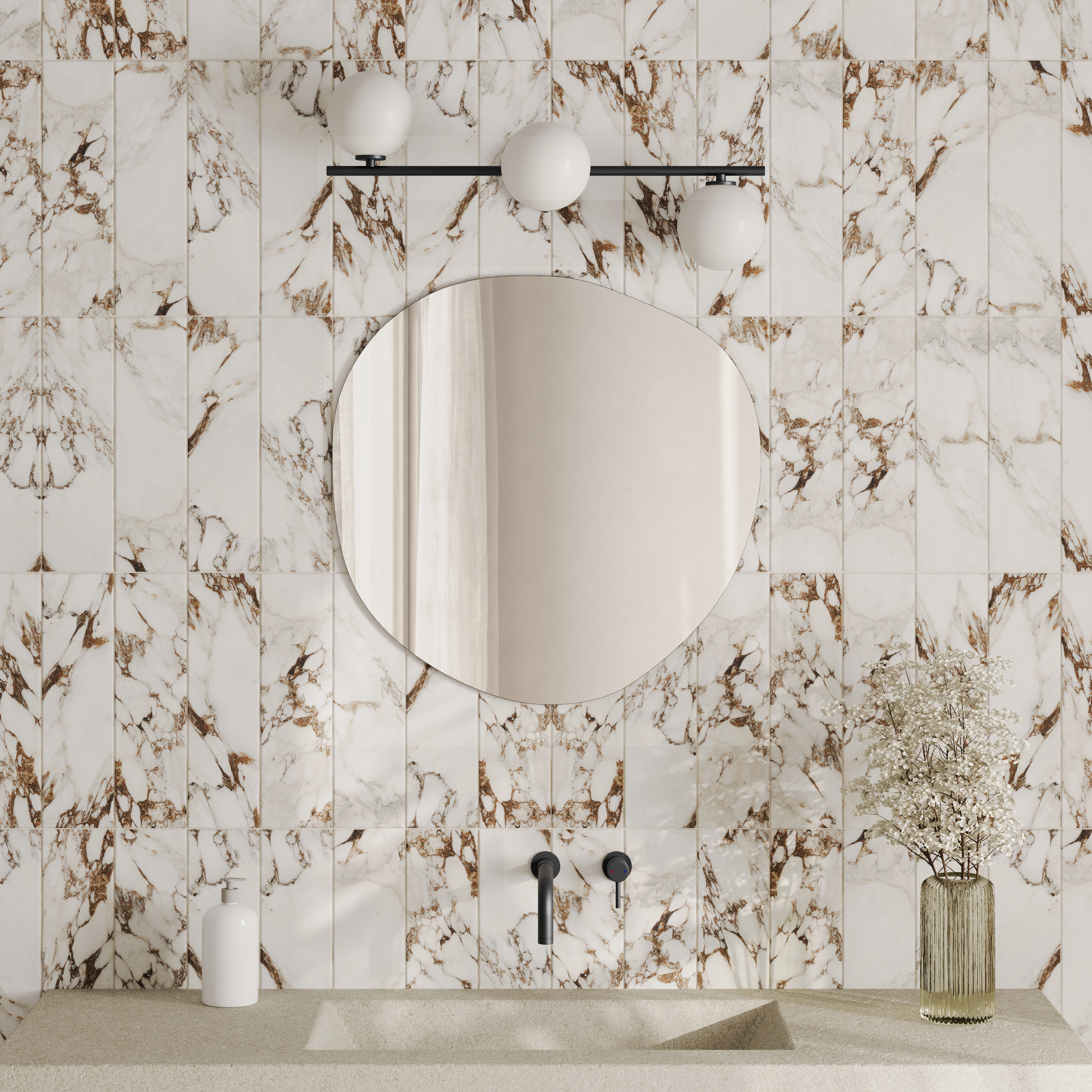Organics Slim Mirror with 3 Sphere Light