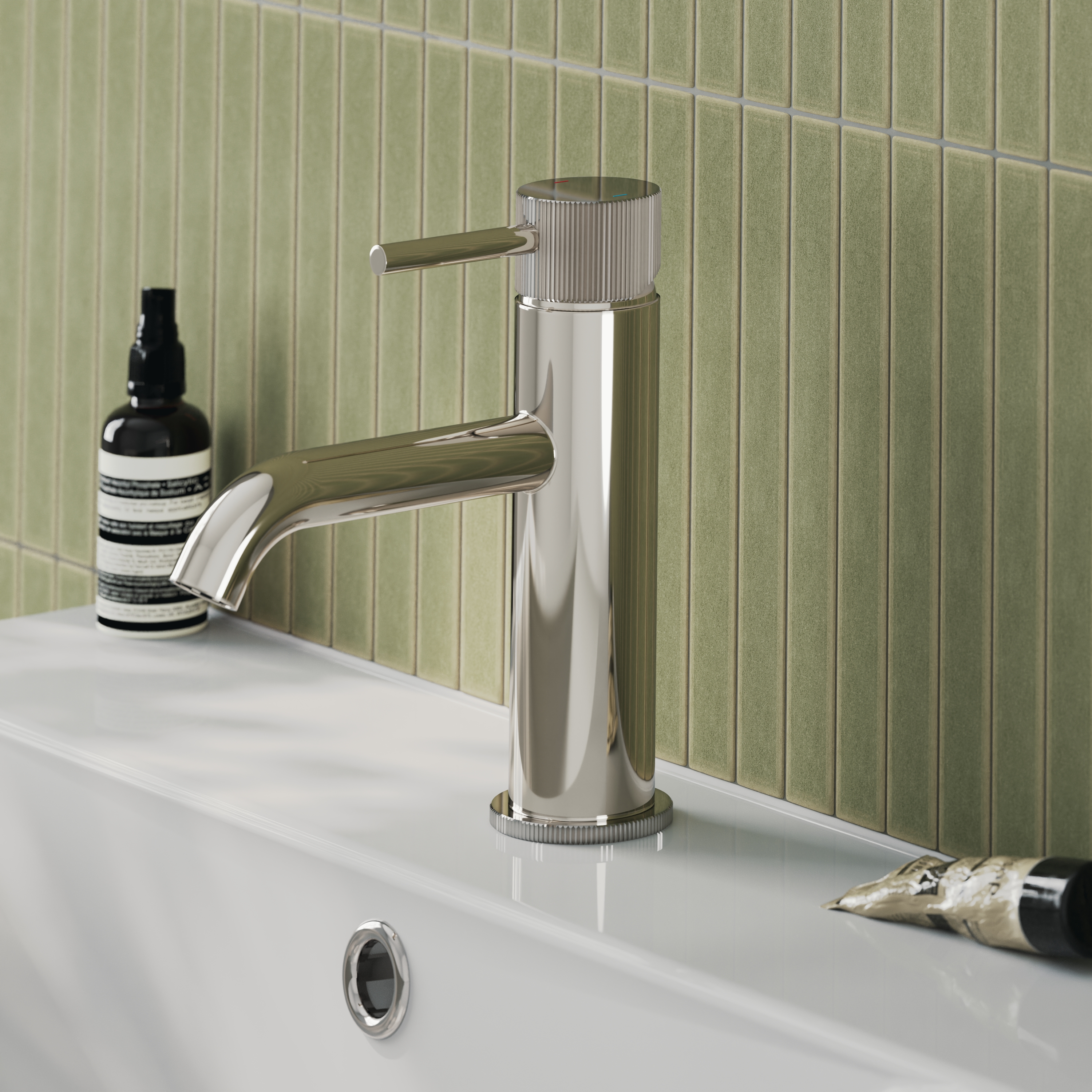 Harbour Fluted Mono Basin Mixer Tap & Waste