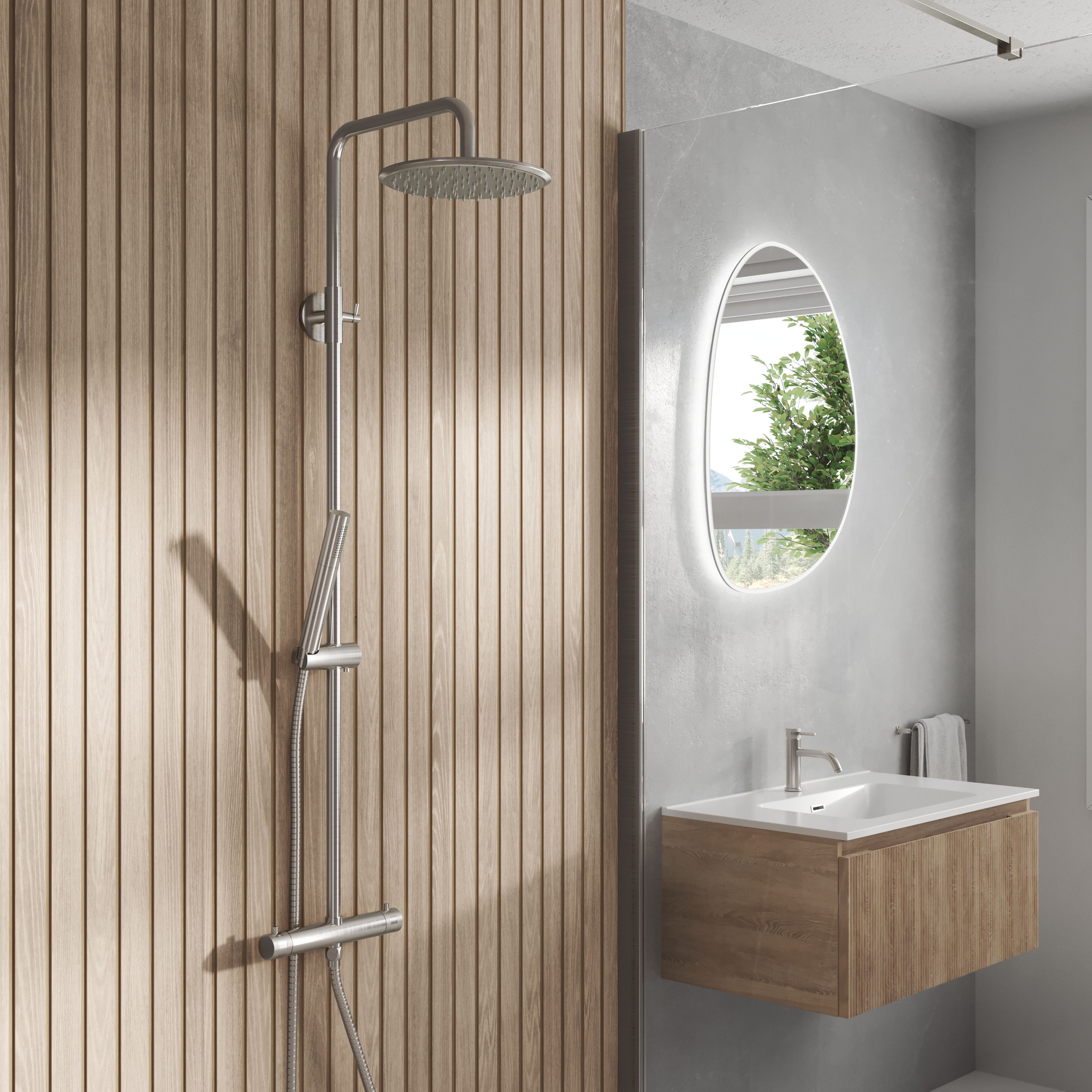 Core Exposed Thermostatic Rigid Riser Shower Kit