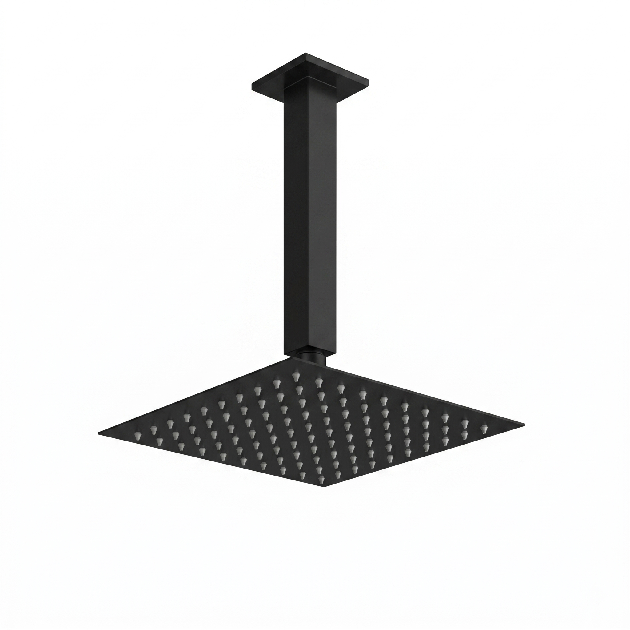 Harbour Status Concealed Shower Valve, Fixed Ceiling Mounted Head & Slide Rail Kit - Matt Black