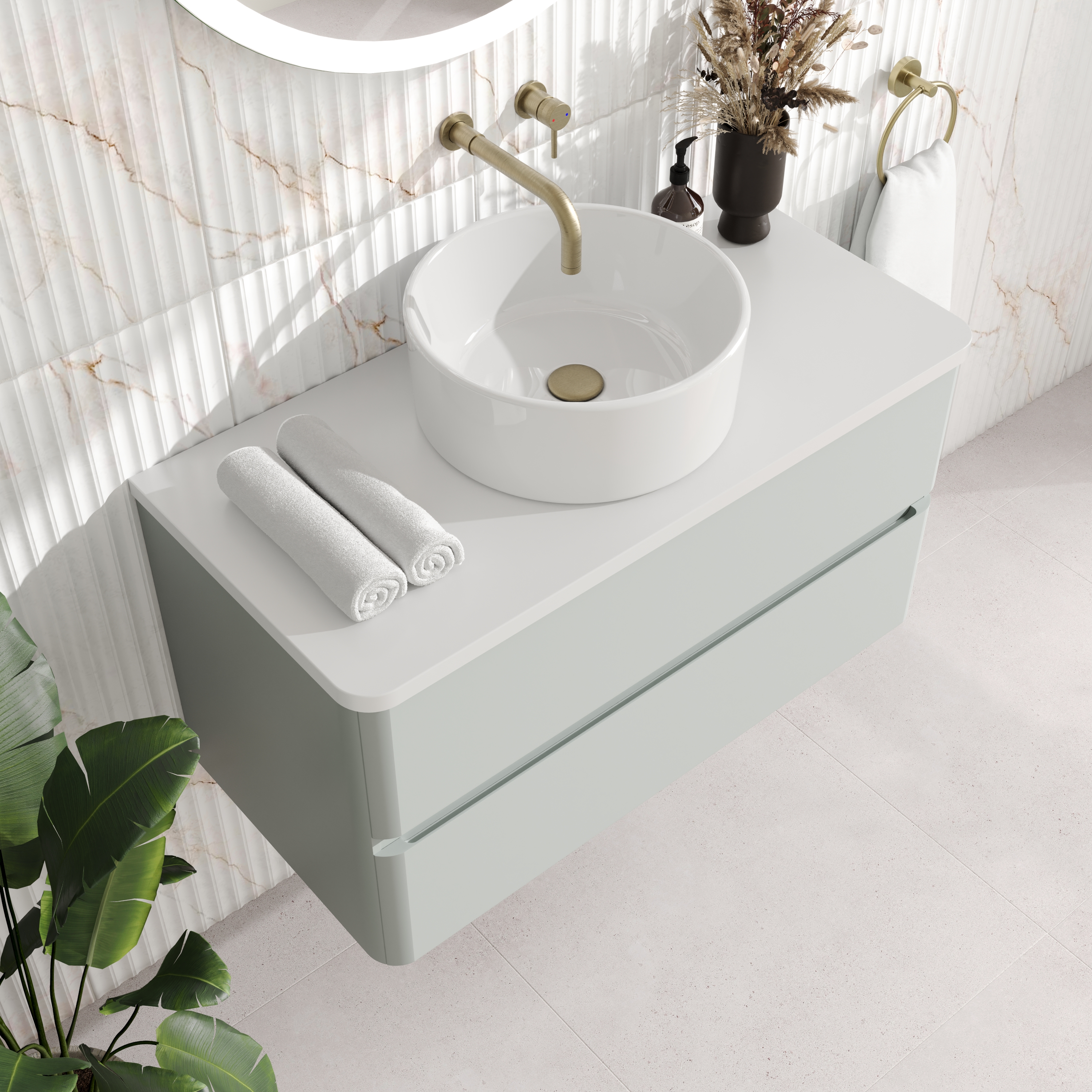 Drench Origin 900mm Wall Mounted Vanity Unit & Countertop