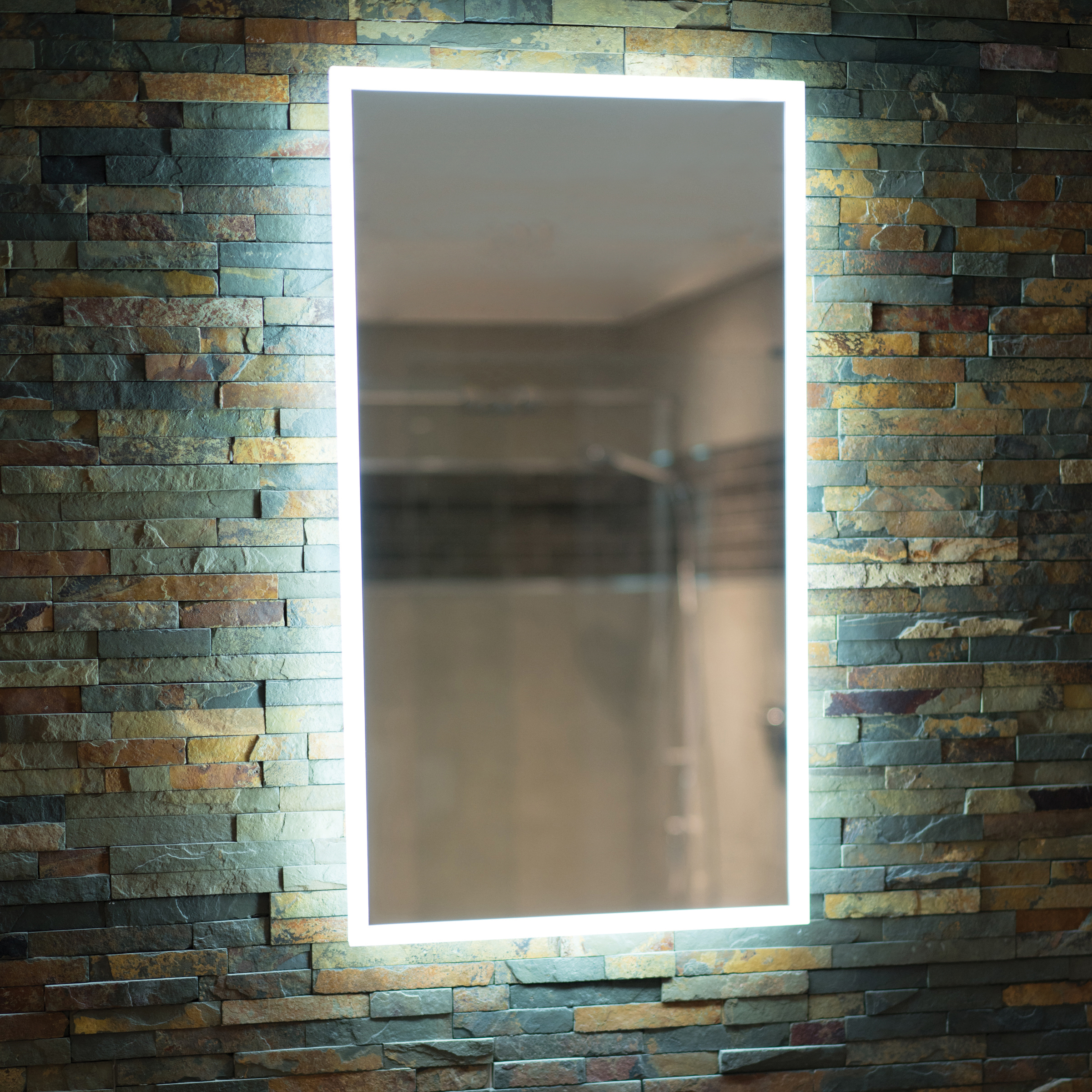 hib. Globe LED Illuminated Steam Free Rectangular Mirror