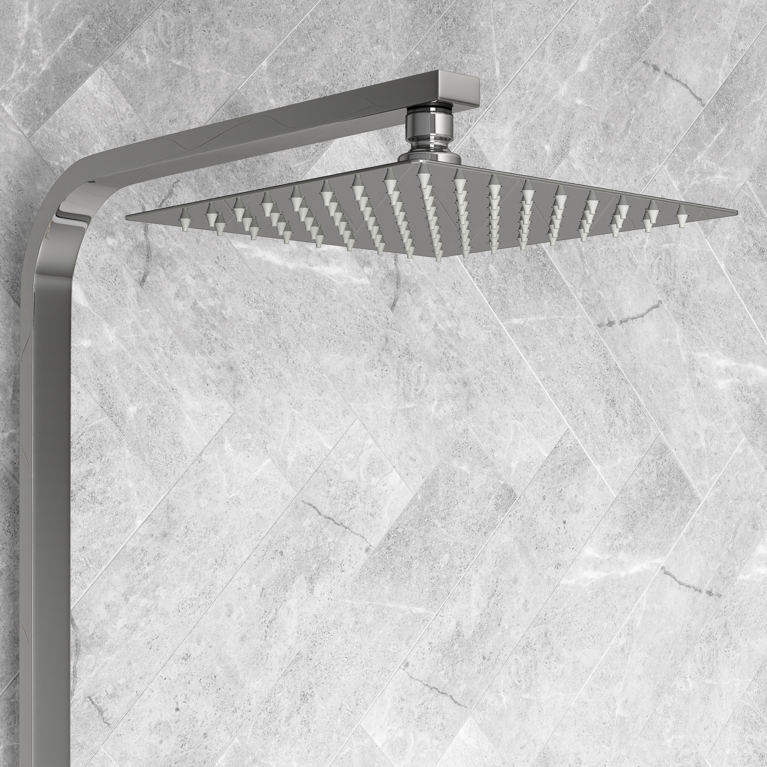 Vellamo Blox Exposed 3 Outlet Rigid Riser Thermostatic Shower Set with Integrated Bath Spout