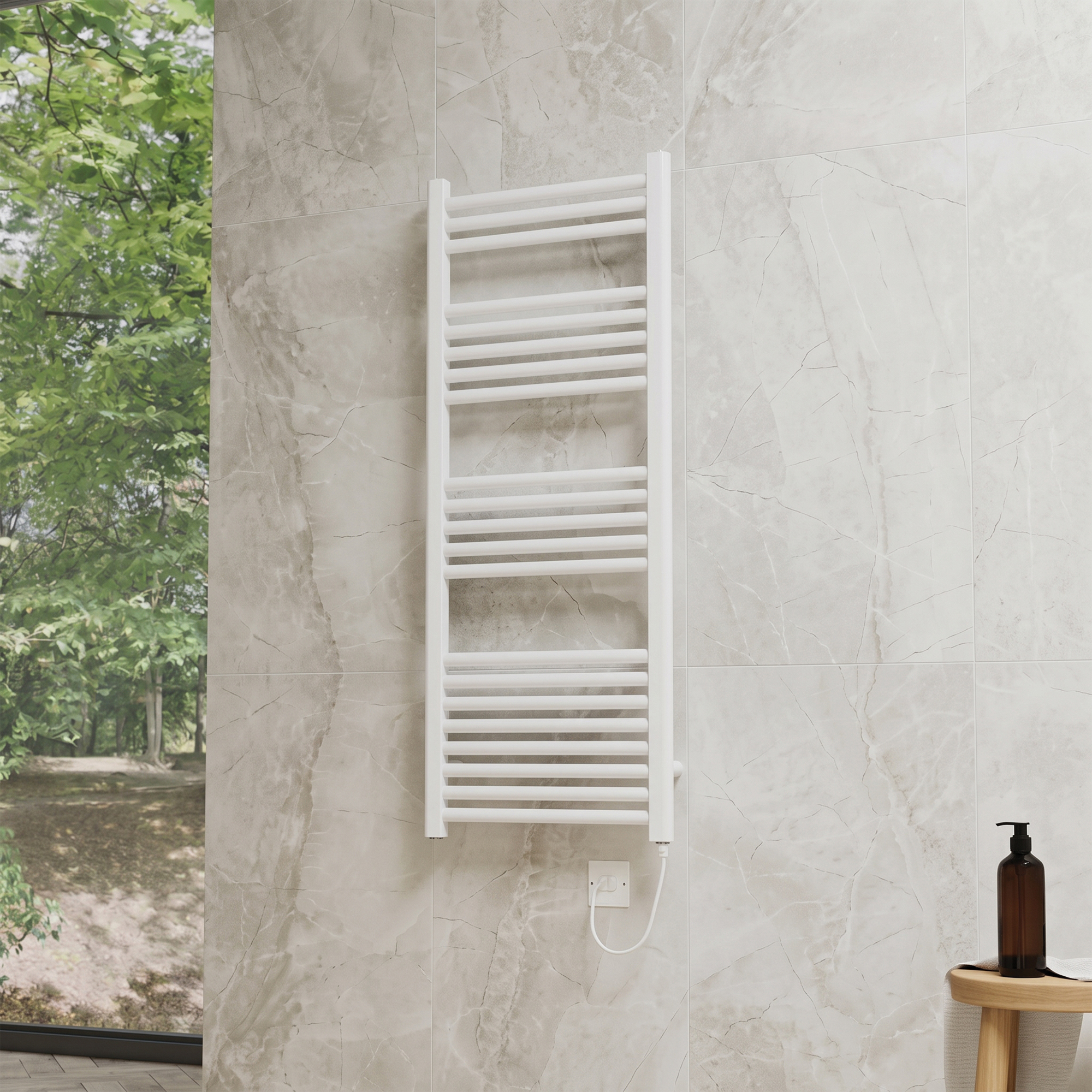 Toasty Glow Premium Matt White 25mm Electric Heated Towel Rail with Heating Element