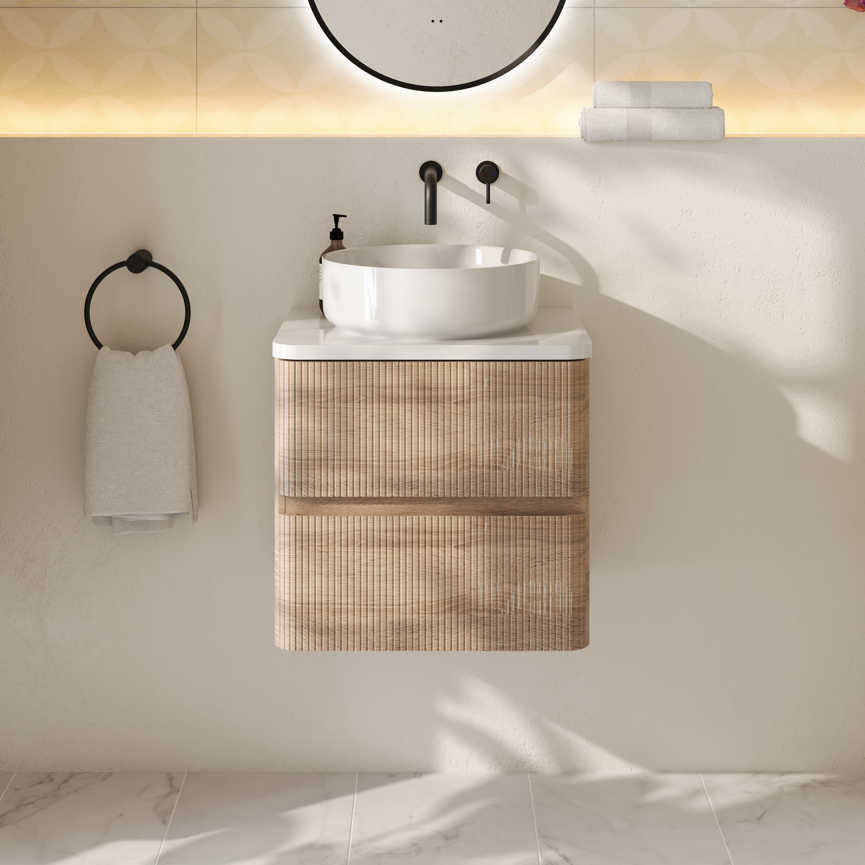 Drench Origin 500mm Fluted Wall Mounted Vanity Unit & Countertop